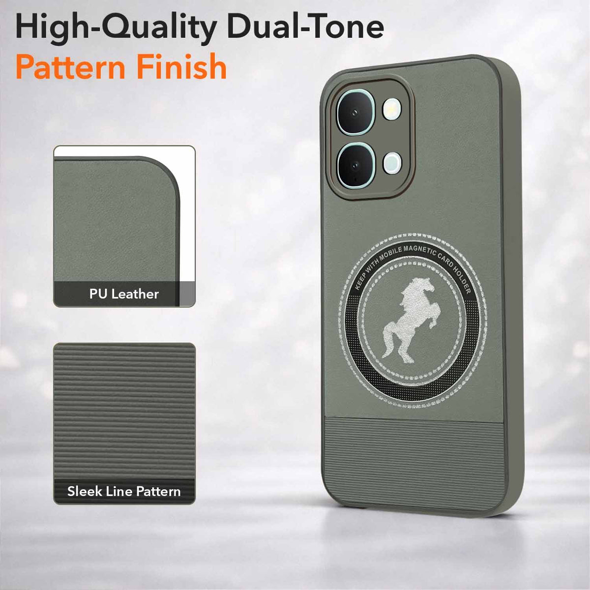 For Vivo iQOO Z11x 5G Back Cover Case PU Leather Finish (Professional Minimalist Texture | MagSafe Compatile | Camera Protection | Sleek Sober Formal)