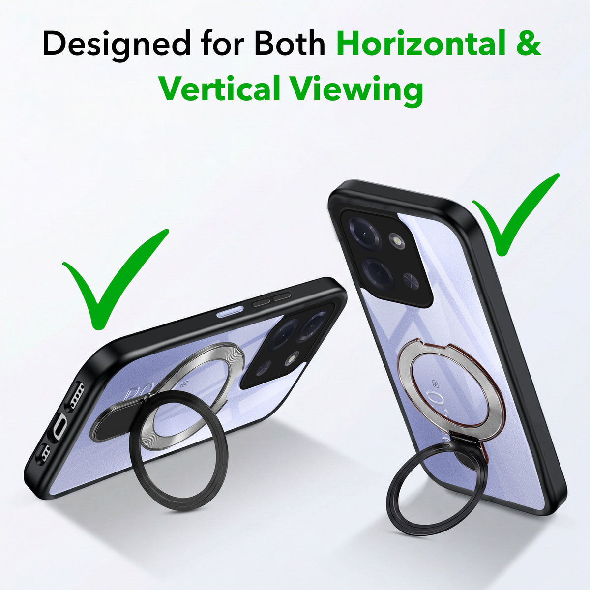 For Poco C85 5G Back Cover Case (Kick Stand Ring Holder | Life time Anti Yellow | Camera Protection)