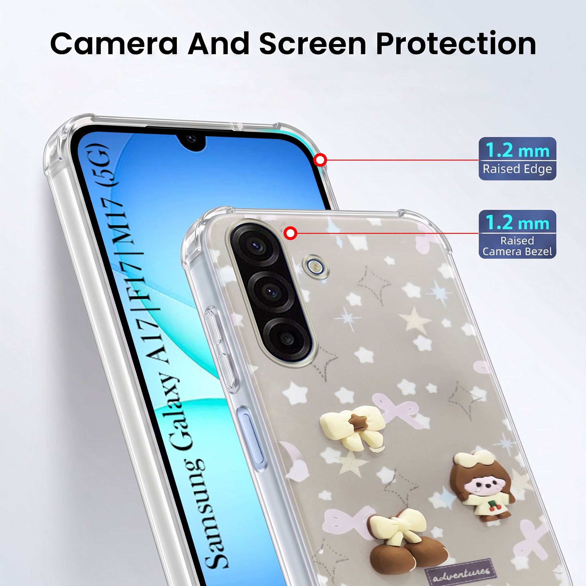 For Samsung Galaxy A17 | Samsung F17 | Samsung M17 5G Back Cover Case (3D Cute Cartoons | Hard Back Side Soft | Matte Premium Finish | HD Printing)