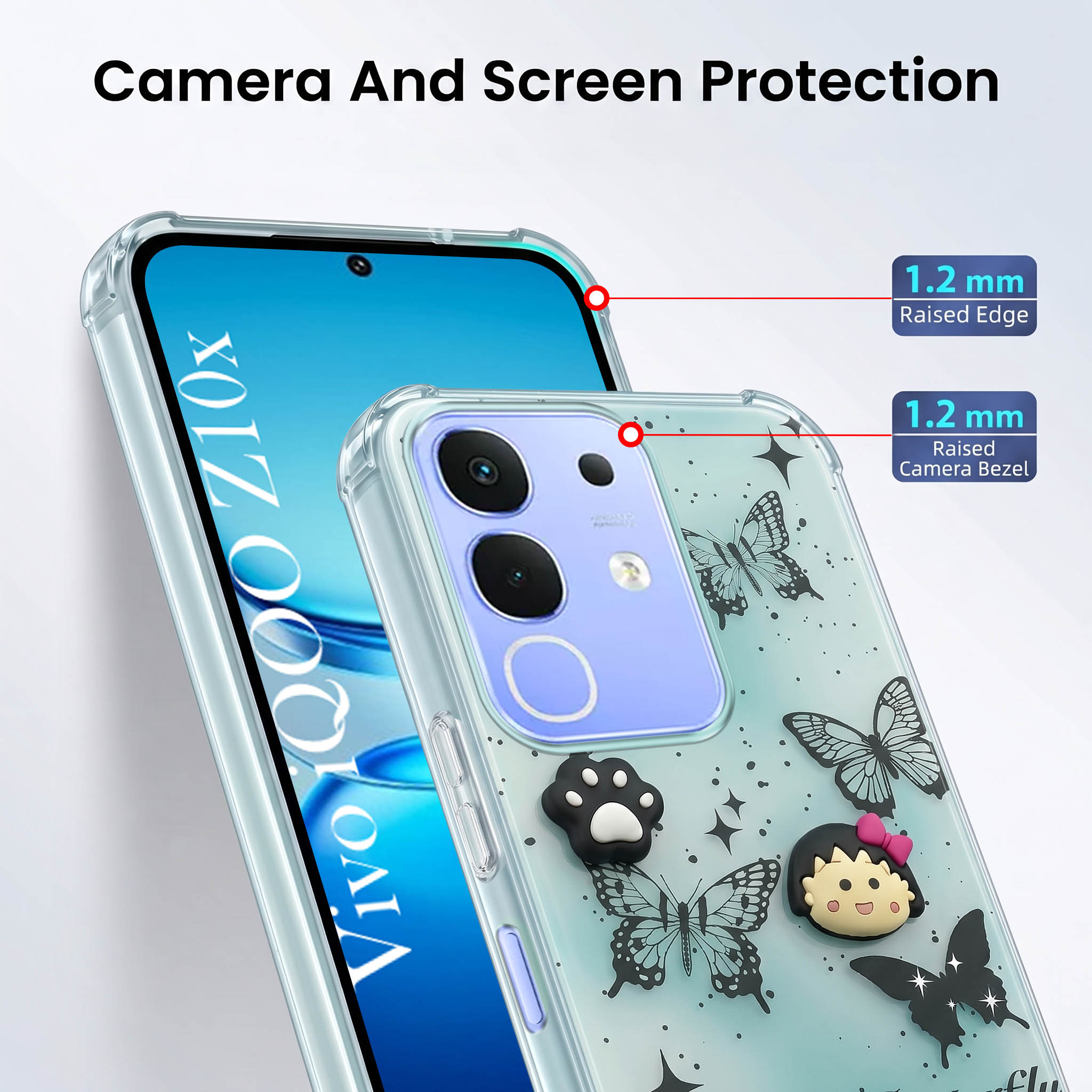 For Vivo iQOO Z10x Back Cover Case (3D Cute Cartoons | Hard Back Side Soft | Matte Premium Finish | HD Printing)