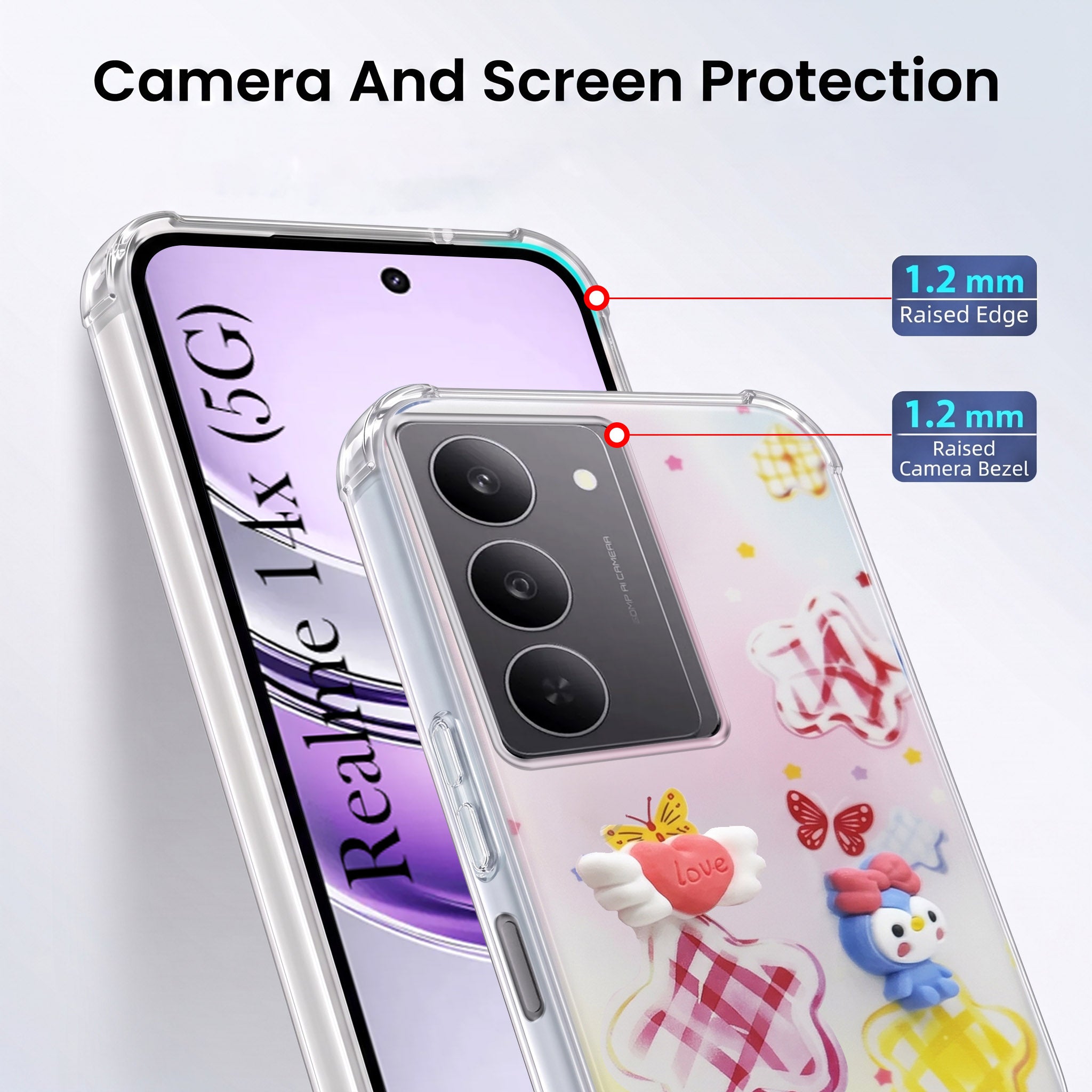 For Realme 14X Back Cover Case (3D Cute Cartoons | Hard Back Side Soft | Matte Premium Finish | HD Printing)