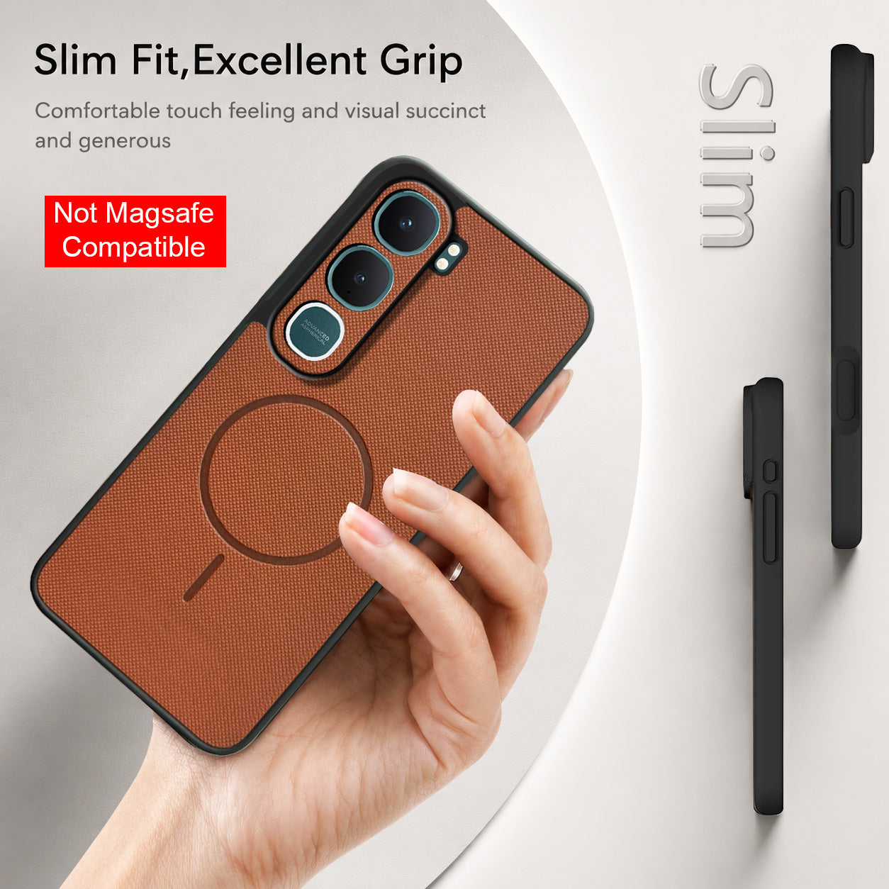 For Vivo Y31 5G Back Cover Case PU Leather (Texture Grip Design | Professional Minimalist | Camera Protection | Soft and Flexible)