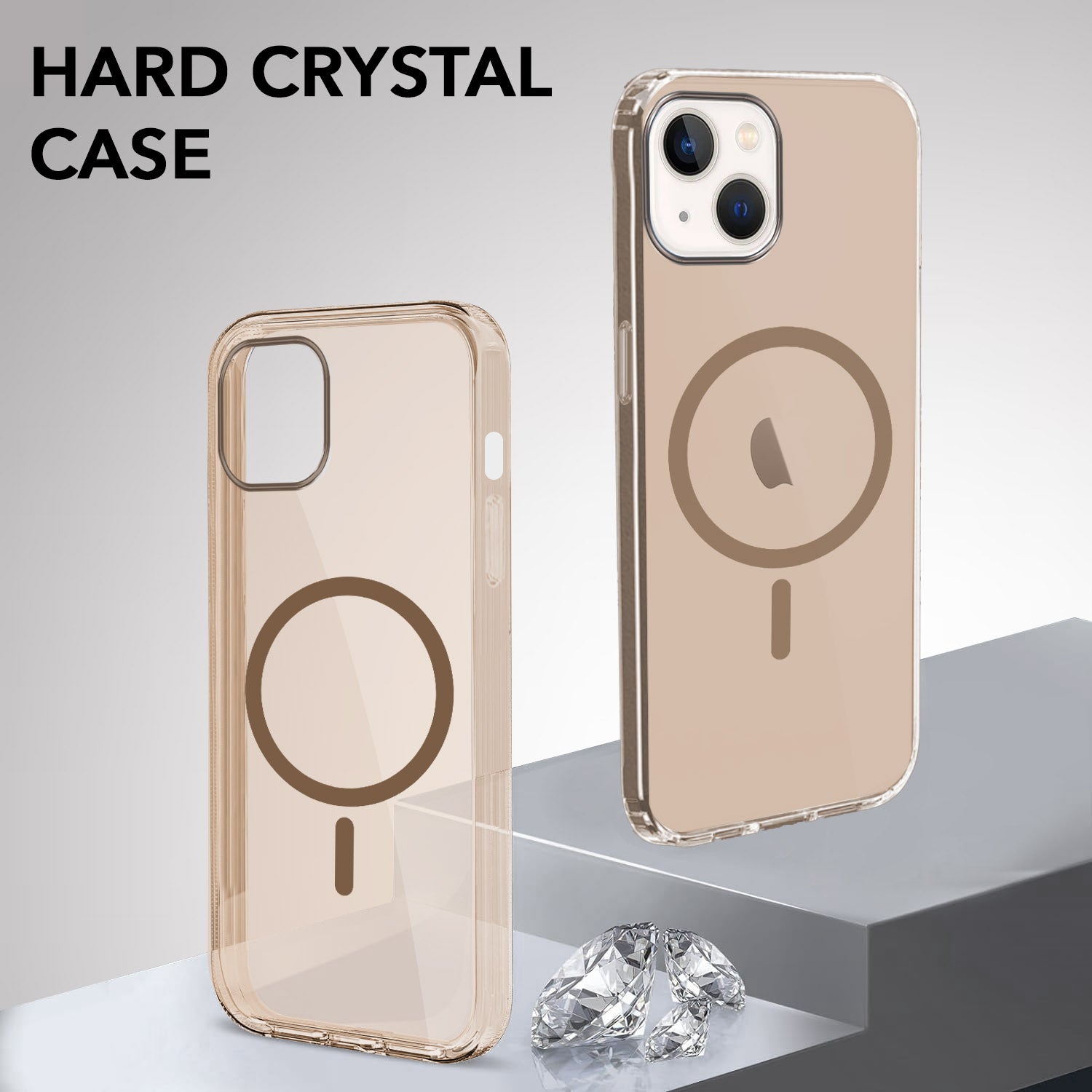 For Apple iPhone 13 Back Cover Case Lifetime Anti-Yellow MagSafe Compatible Clear (Sleek Hard Crystal | Camera Protection and Shockproof)