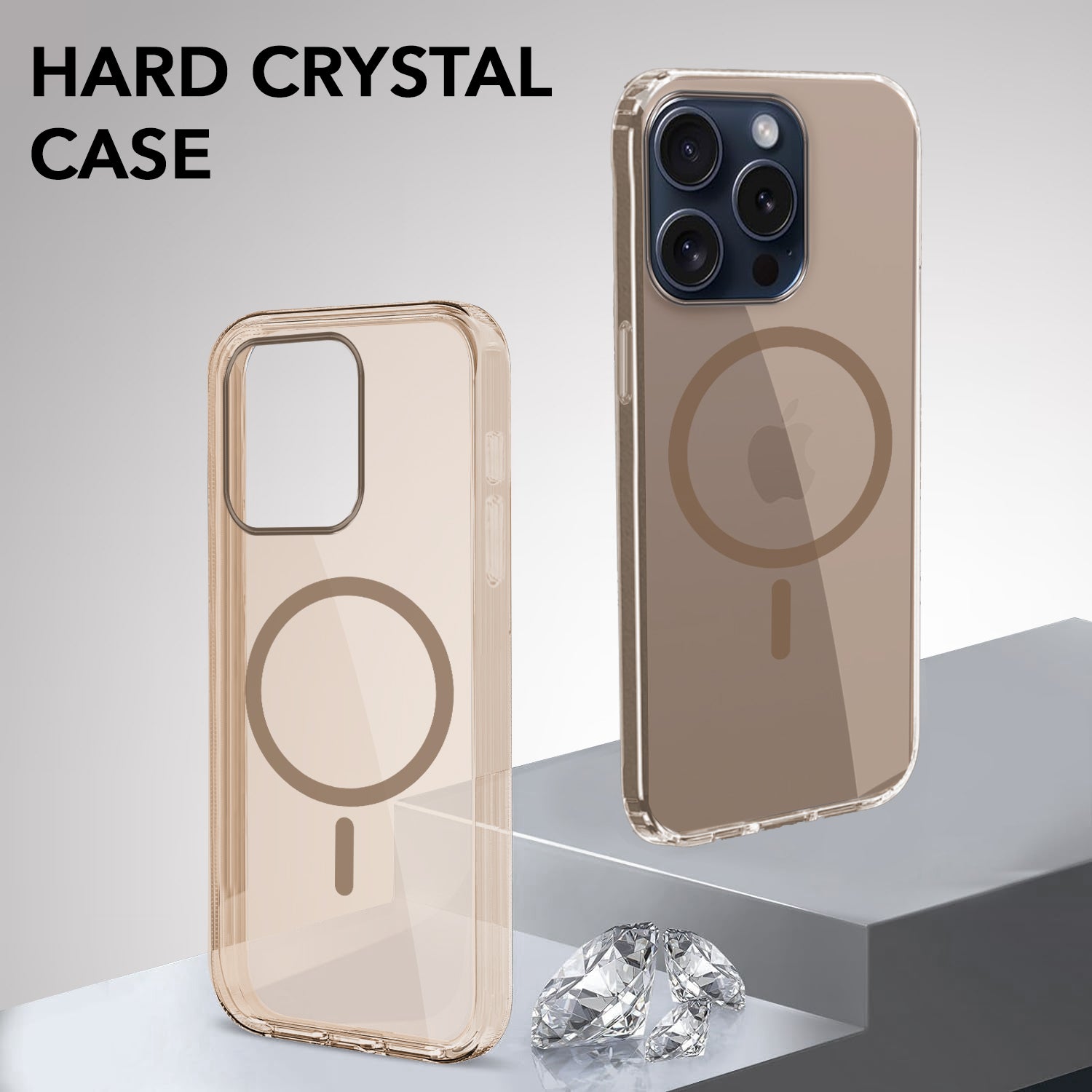 For Apple iPhone 15 Pro Max Back Cover Case Lifetime Anti-Yellow MagSafe Compatible Clear (Sleek Hard Crystal | Camera Protection and Shockproof)