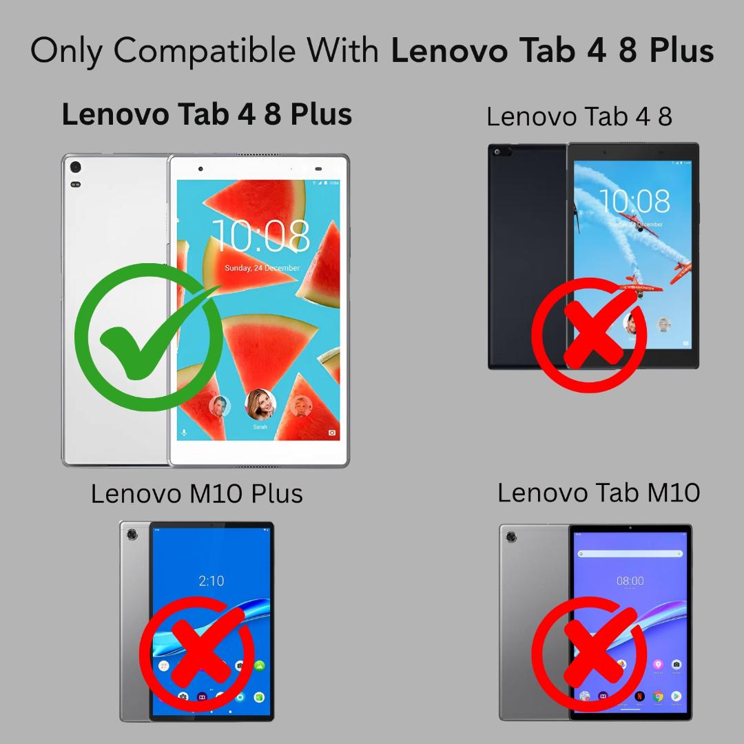 For Flip Cover Folio Case Lenovo Tab 4 8 Plus (TB-8704X) 8 Inch (PU Leather | Multi-Angle Smart Stand | Card Storage Slots | Silicone Back Pouch)
