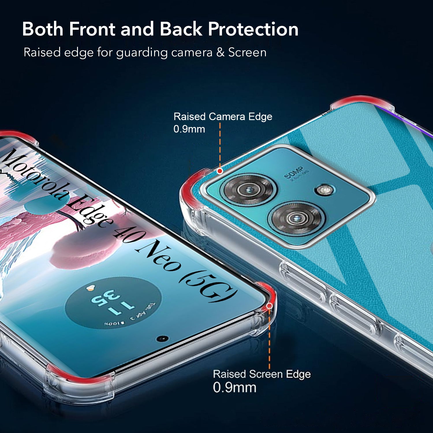For Motorola Moto Edge 40 Neo Shockproof Crystal-Clear Back Cover ( Drop & Camera Protection | Hard Polycarbonate)