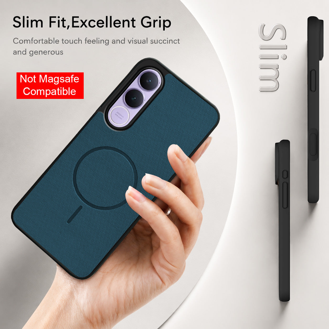 For Vivo V70 FE 5G Back Cover Case PU Leather (Texture Grip Design | Professional Minimalist | Camera Protection | Soft and Flexible)