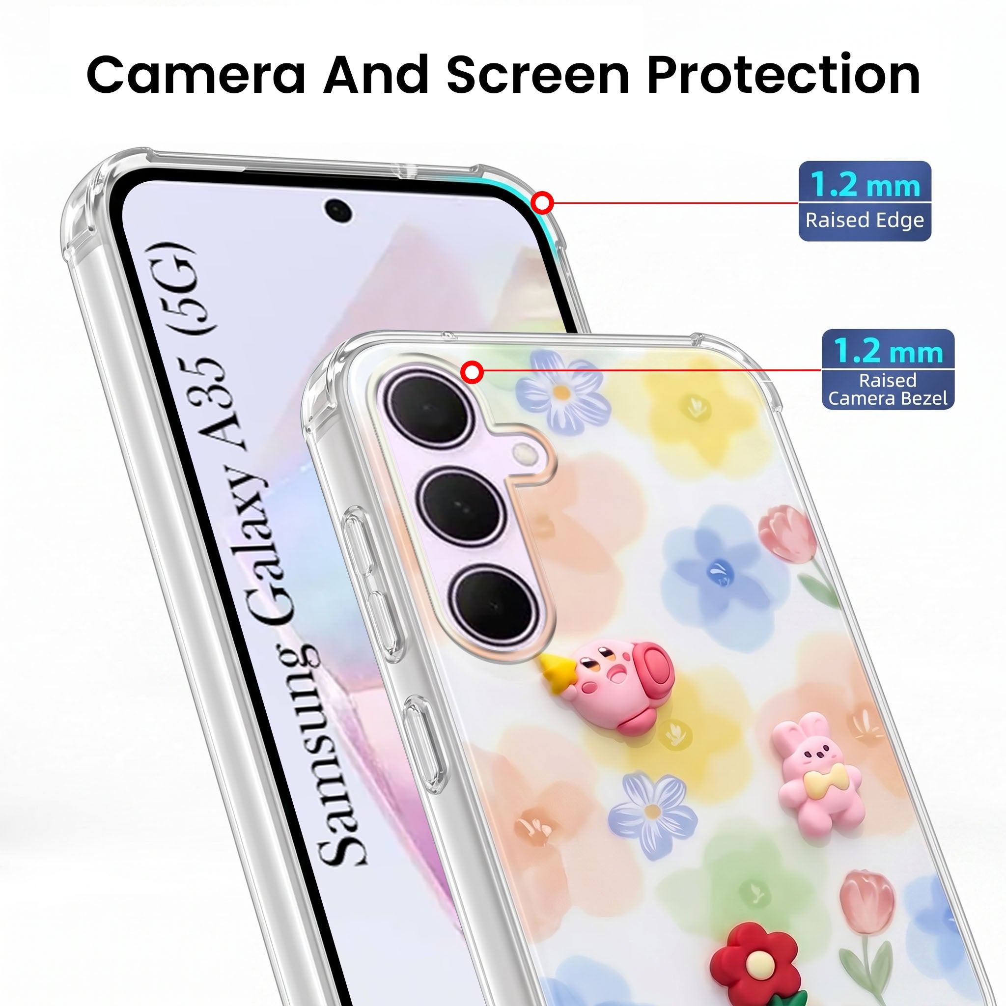 For Samsung Galaxy A35 5G Back Cover Case (3D Cute Cartoons | Hard Back Side Soft | Matte Premium Finish | HD Printing)