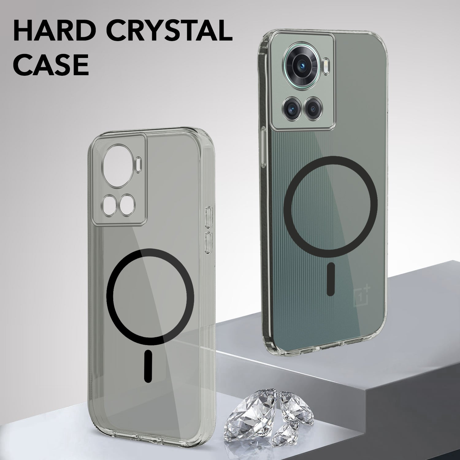 For OnePlus 10R Back Cover Case Lifetime Anti-Yellow MagSafe Compatible Clear (Sleek Hard Crystal | Shockproof and Camera Protection)