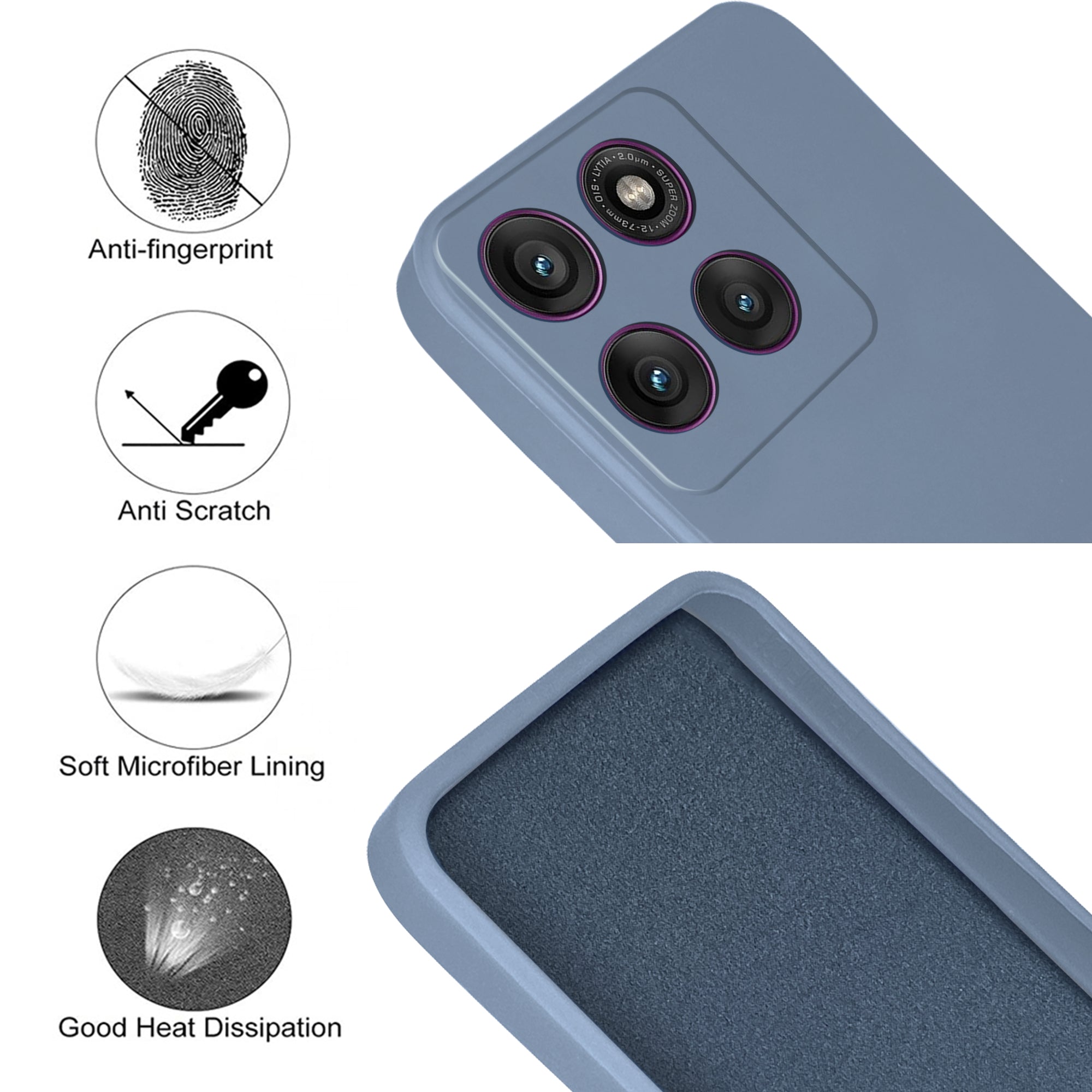 For Motorola Moto Edge 60 Pro Back Cover Case (Matte Finish Silicone with Inside Fiber Cloth)