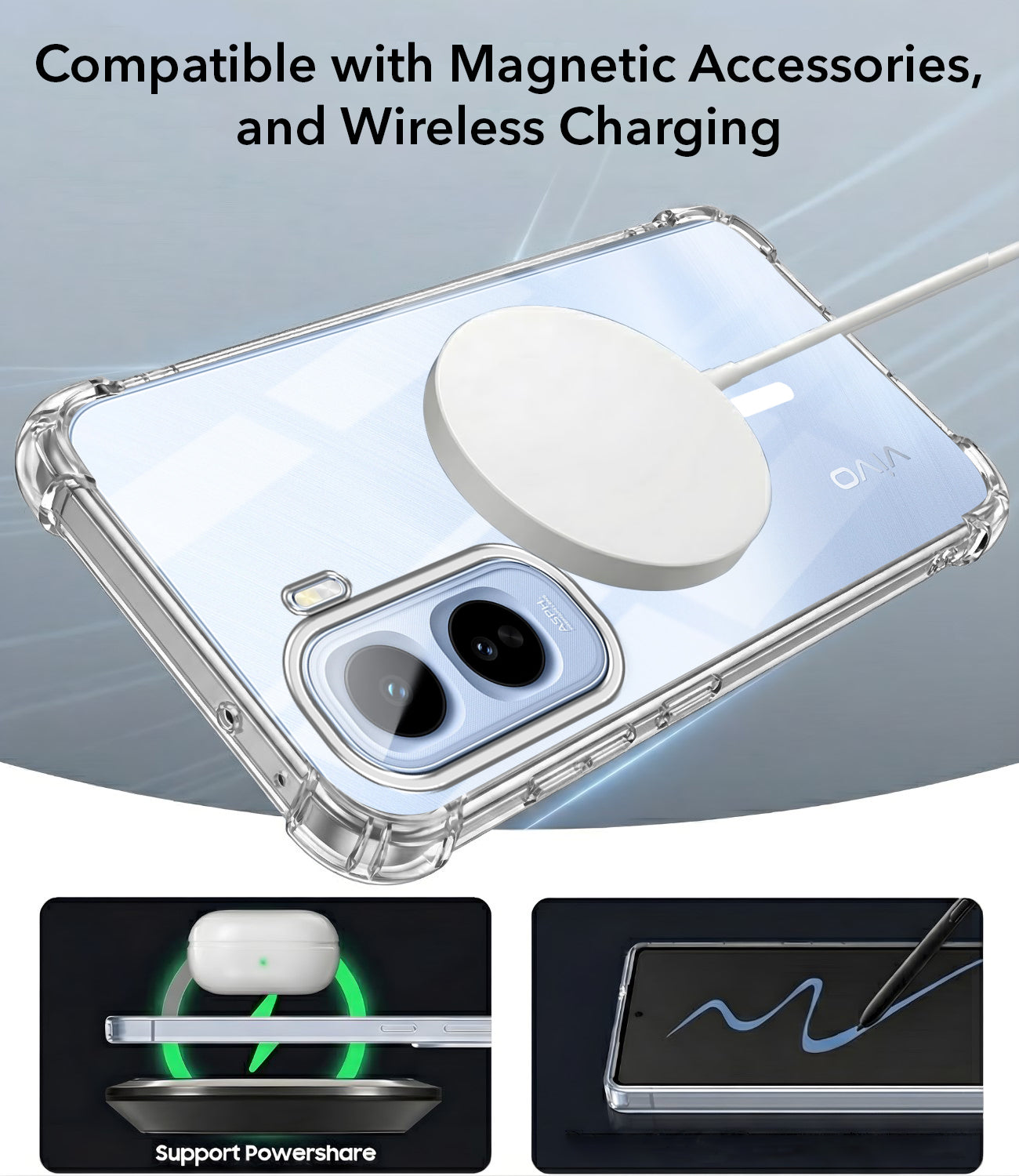 For Vivo T5 Pro 5G Back Cover Shockproof Crystal-Clear (Magsafe Wireless Support | Drop & Camera Protection | Hard Polycarbonate)