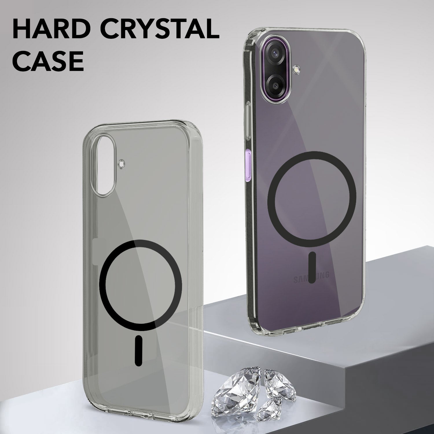 For Samsung Galaxy M17e Back Cover Case Lifetime Anti-Yellow MagSafe Compatible Clear (Sleek Hard Crystal | Shockproof and Camera Protection)