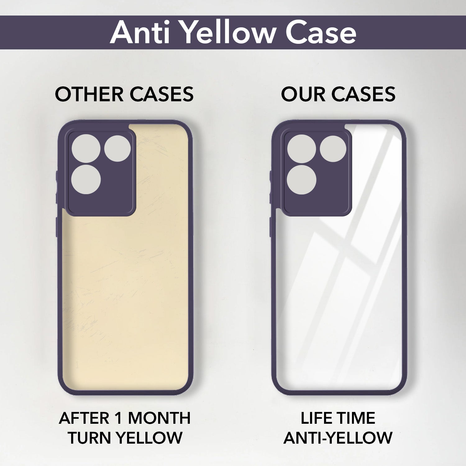 For Vivo T2 Pro Back Cover Case Ultra-Hybrid (Lifetime Anti Yellow | Anti Scratch | Crystal Clear Shockproof)