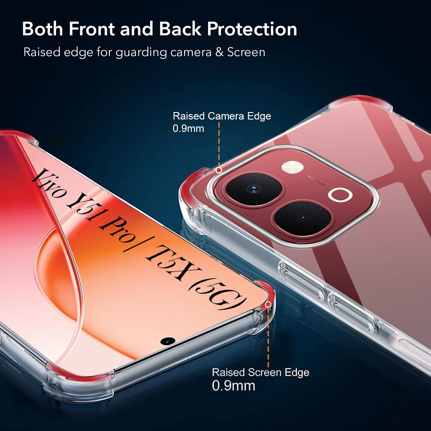For Vivo Y51 Pro 5G | Vivo T5x Back Cover Shockproof Crystal-Clear (Drop & Camera Protection | Hard Polycarbonate)