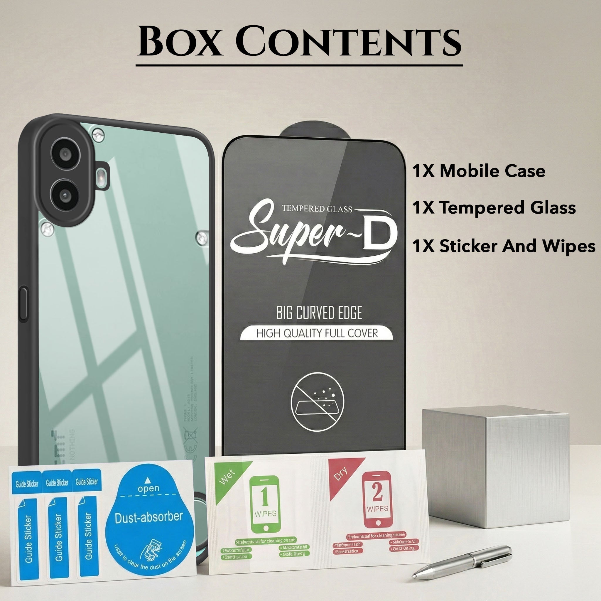 For Nothing CMF Phone 1 Combo with Back Cover and 9H Tempered Glass (Lifetime Anti-Yellow | Crystal Clear Shockproof | Oleophobic Coating Screen Glass)