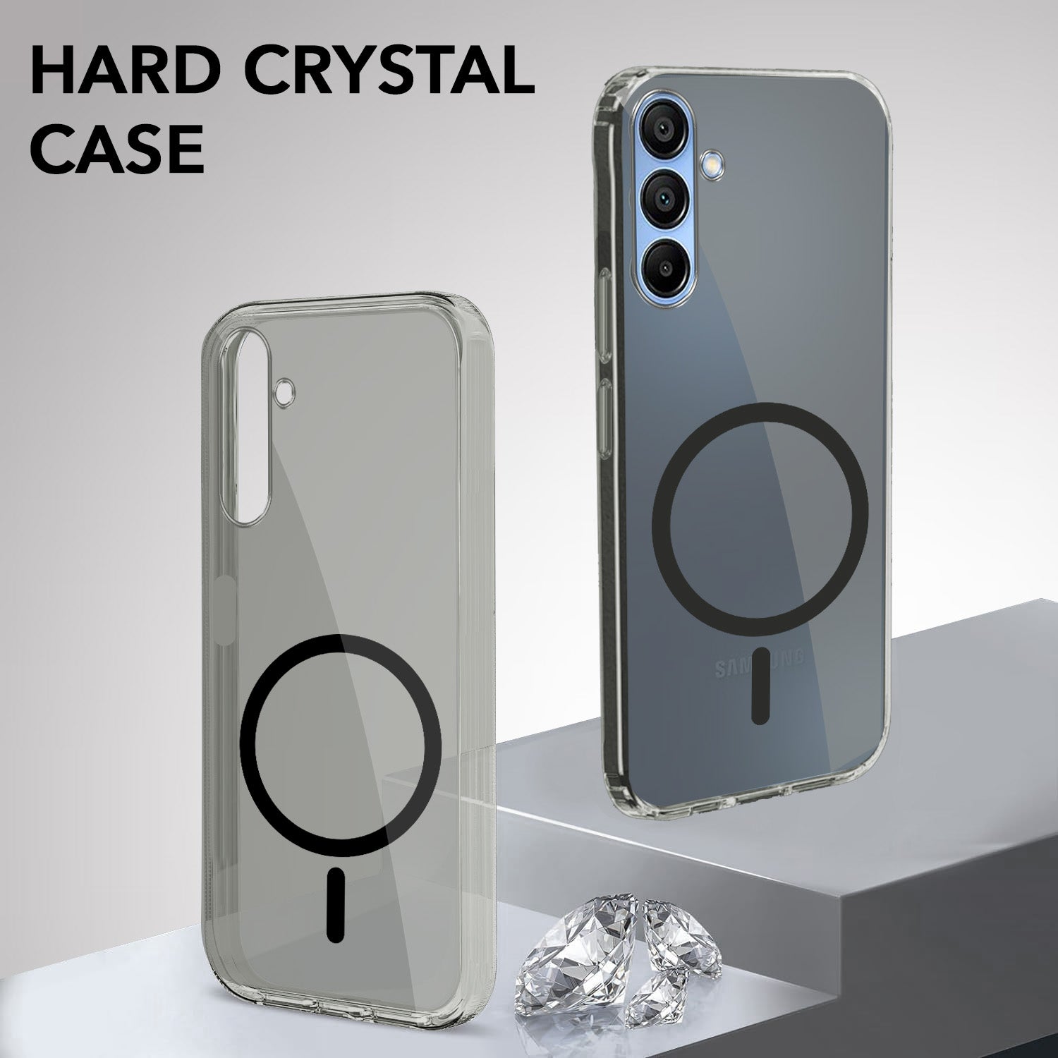 For Samsung Galaxy A15 5G Back Cover Case Lifetime Anti-Yellow MagSafe Compatible Clear (Sleek Hard Crystal | Shockproof and Camera Protection)