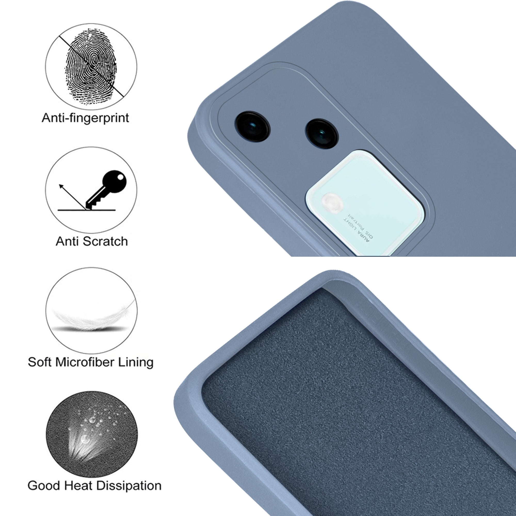 For Vivo V30 5G Back Cover Case (Matte Finish Silicone with Inside Fiber Cloth)