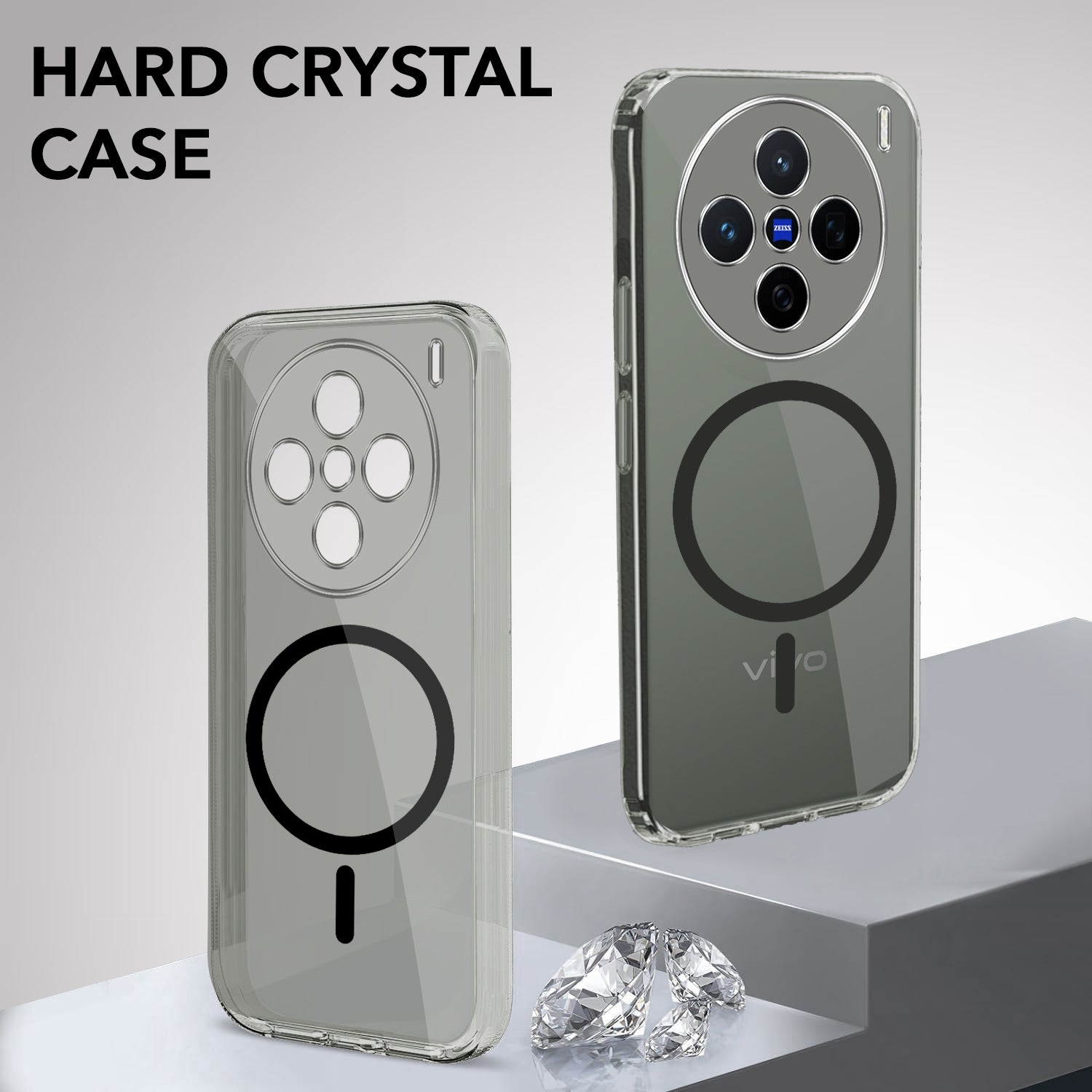 For Vivo X200 Back Cover Case Lifetime Anti-Yellow MagSafe Compatible Clear (Sleek Hard Crystal | Shockproof and Camera Protection)