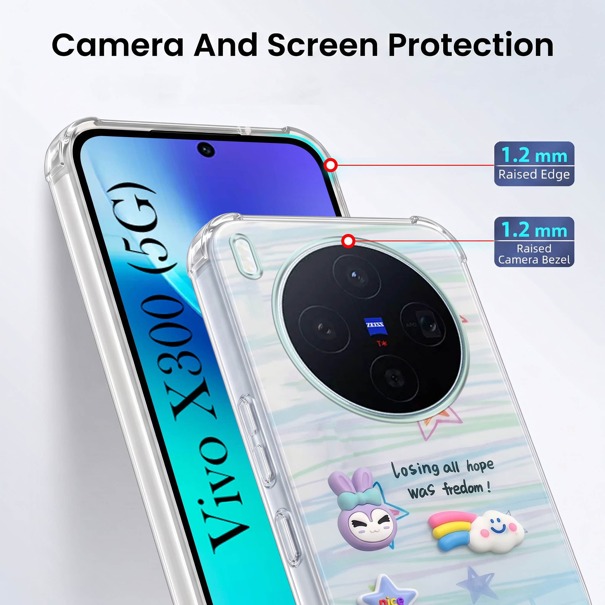 For Vivo X300 5G Back Cover Case (3D Cute Cartoons | Hard Back Side Soft | Matte Premium Finish | HD Printing)