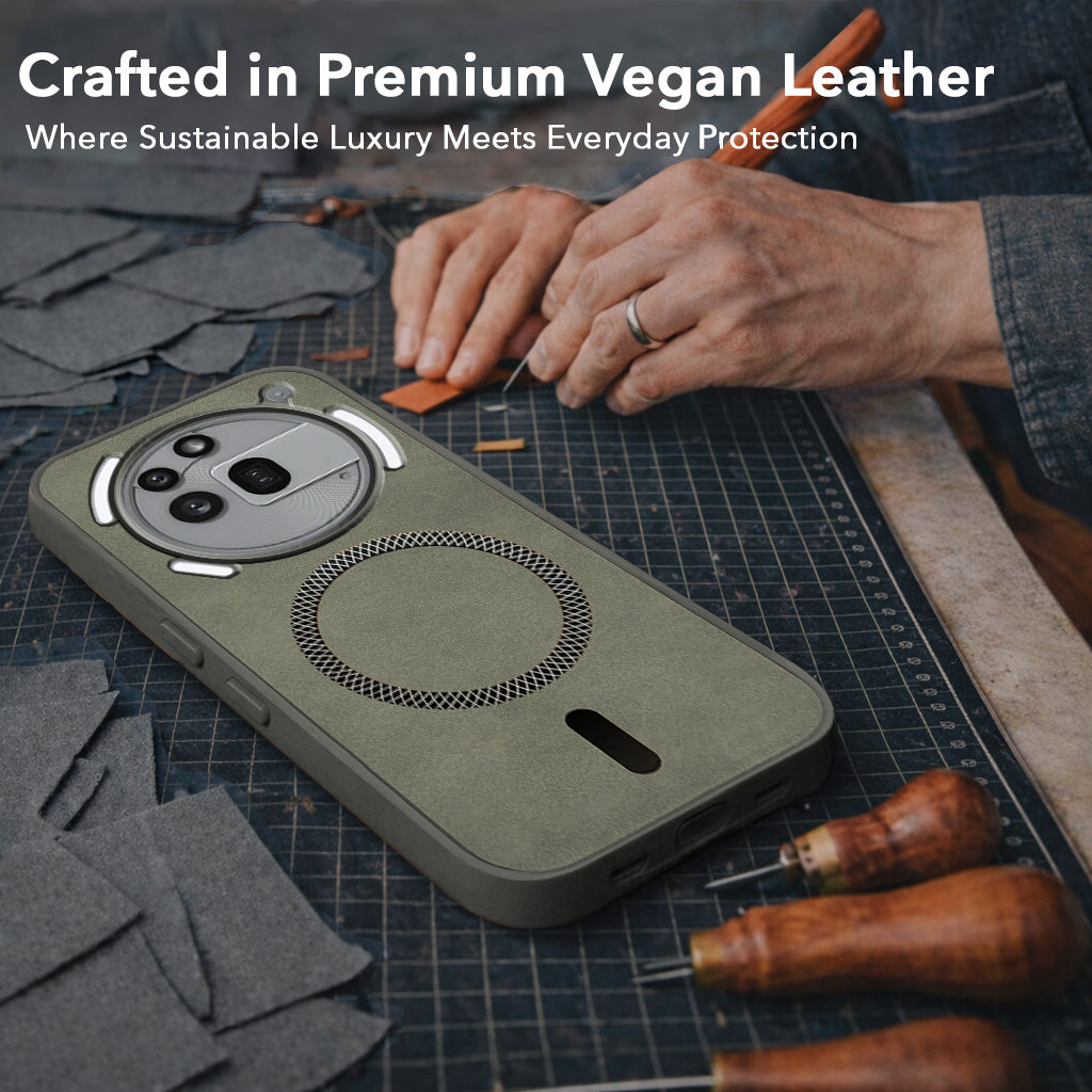 For Nothing Phone 3A Pro 5G Back Cover Case Leather Finish (MagSafe Compatible Wireless Charging | Soft Touch | Camera Bump Protection)