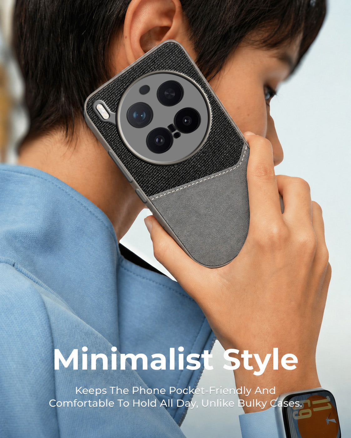 For Vivo X300 Pro Back Cover Case (Dual PU Leather Stitch | Professional Minimalist | Soft and Flexible)