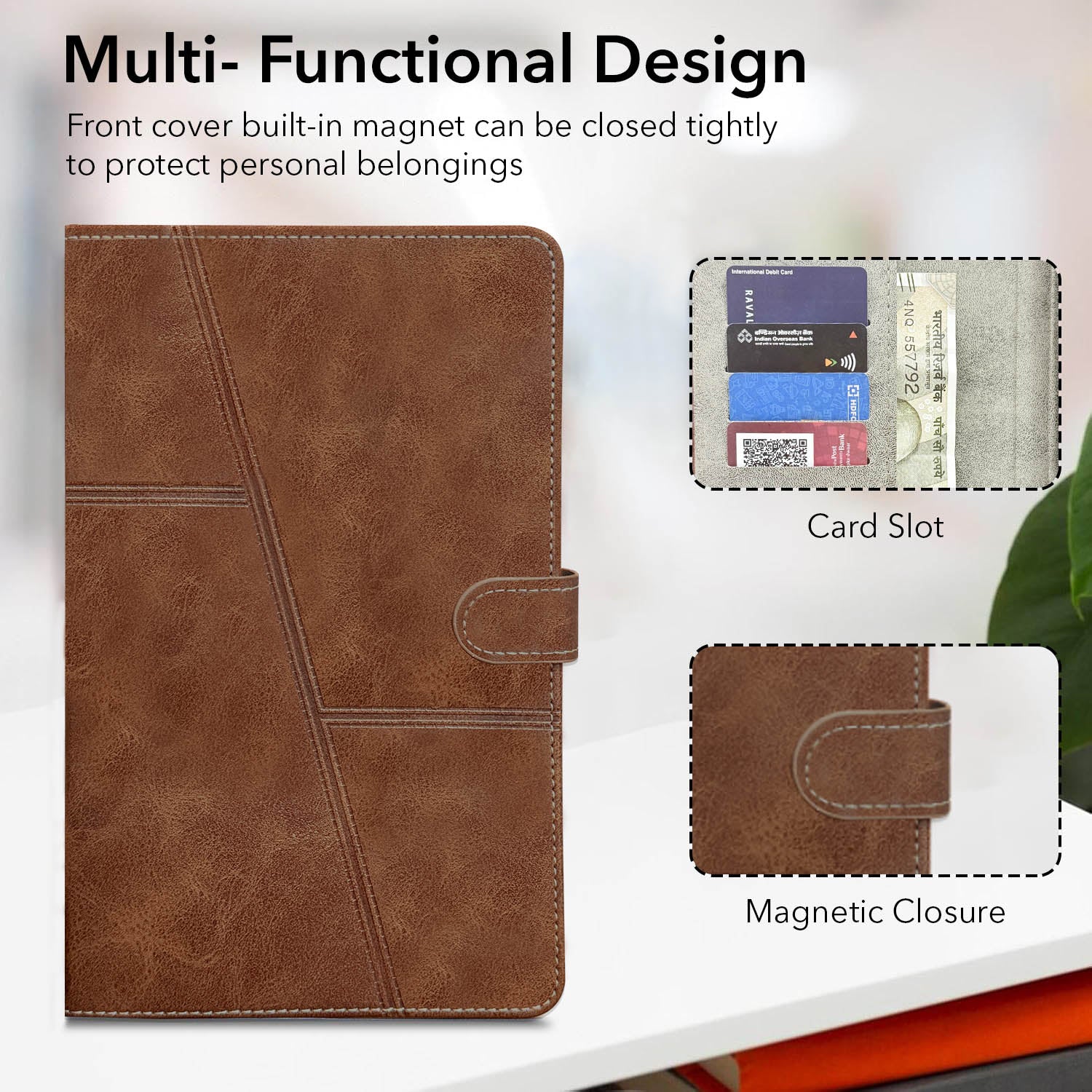 For Flip Cover Folio Case Lenovo Tab M9 (TB310FU) 9 Inch (PU Leather | Multi-Angle Smart Stand | Card Storage Slots | Silicone Back Pouch)