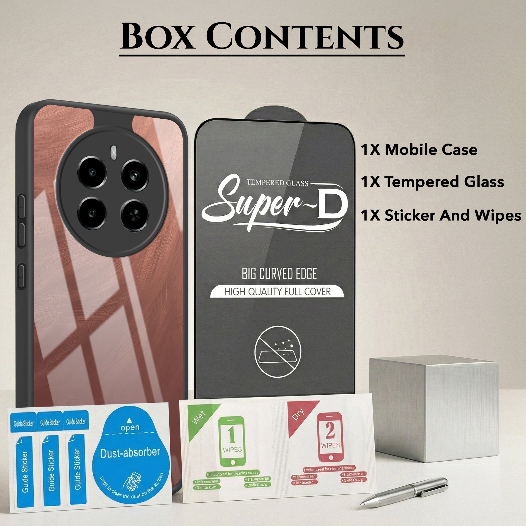 For Realme P1 5G Combo with Back Cover and 9H Tempered Glass (Lifetime Anti-Yellow | Crystal Clear Shockproof | Oleophobic Coating Screen Glass)
