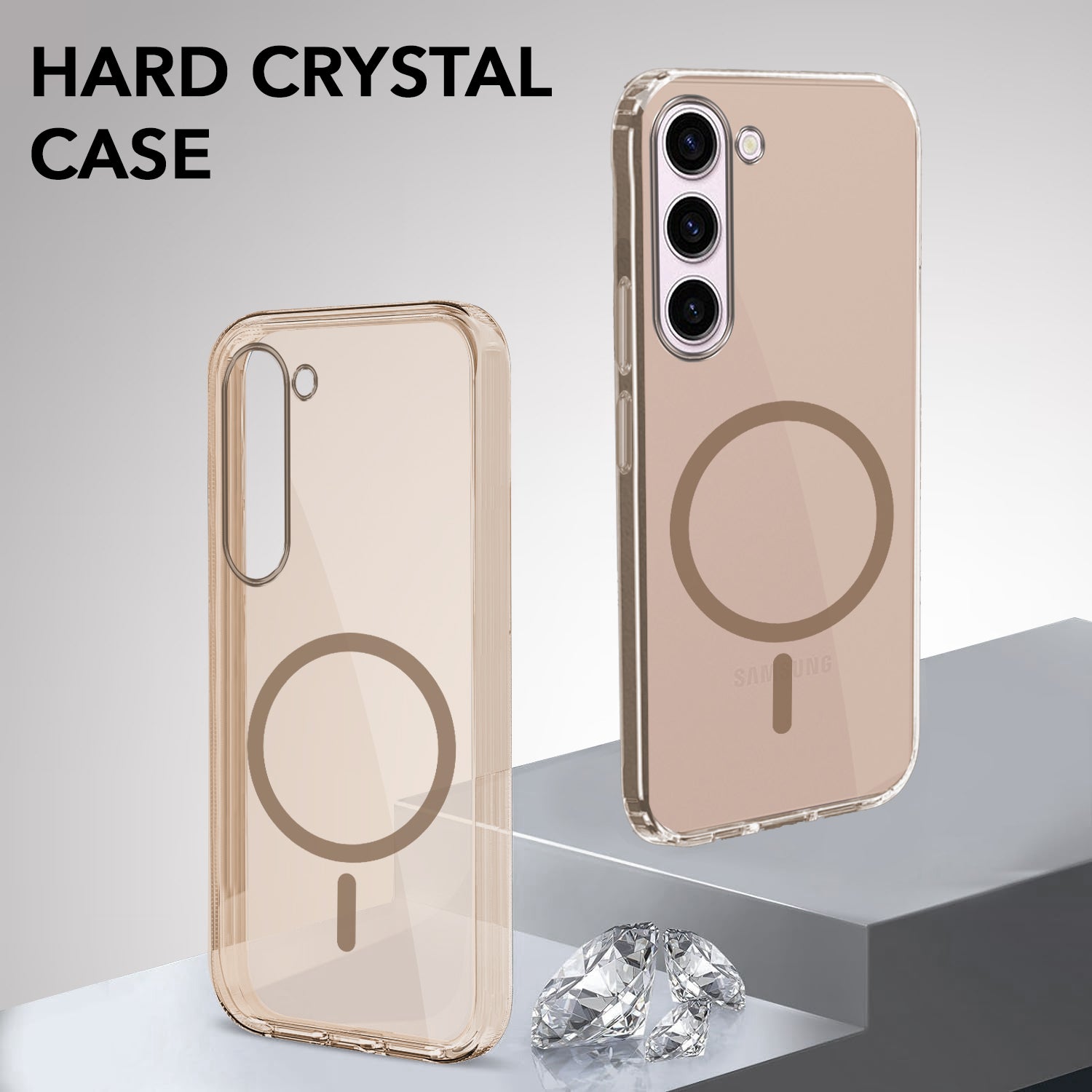 For Samsung Galaxy S23 5G Back Cover Case Lifetime Anti-Yellow MagSafe Compatible Clear (Sleek Hard Crystal | Shockproof and Camera Protection)