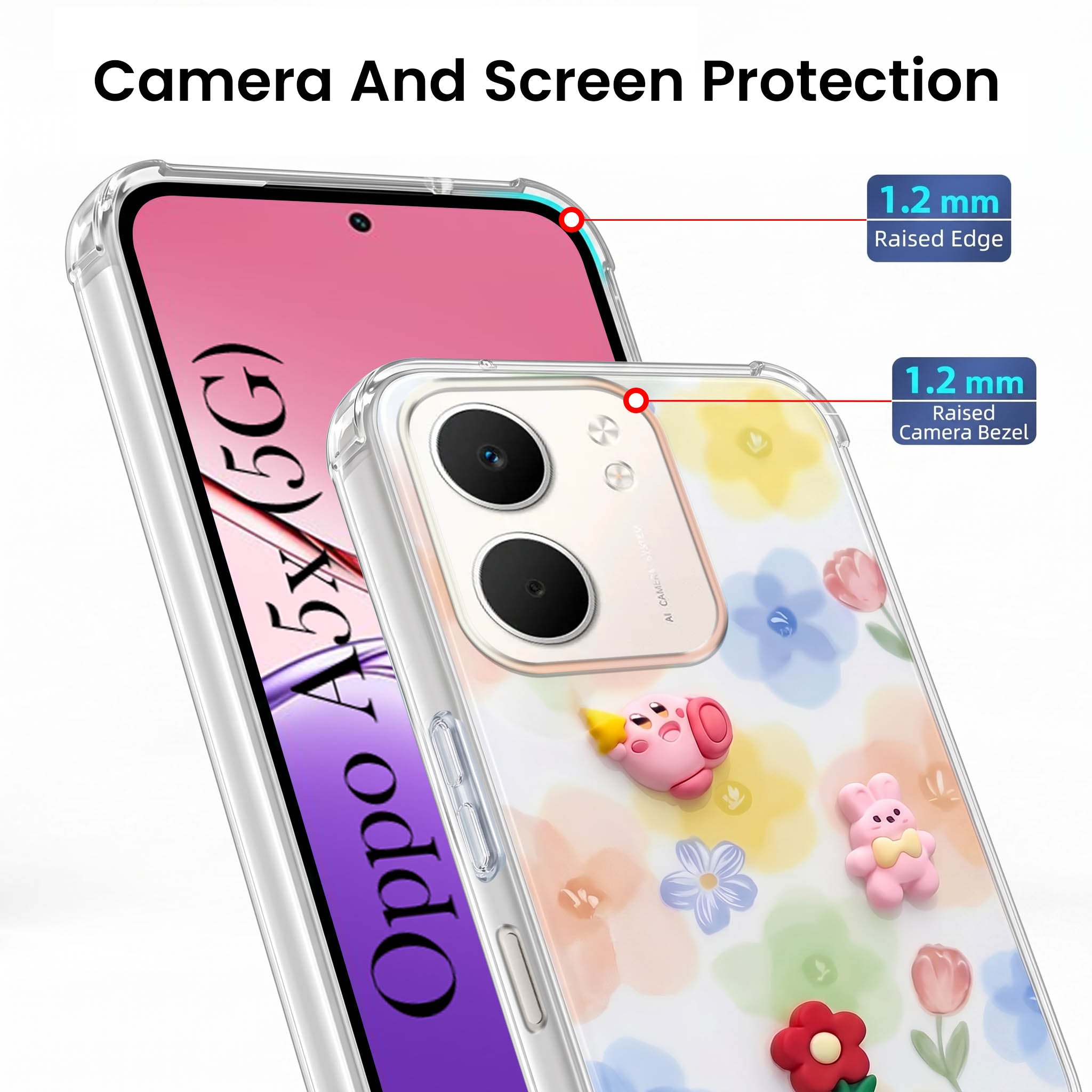 For Oppo A5X Back Cover Case (3D Cute Cartoons | Hard Back Side Soft | Matte Premium Finish | HD Printing)