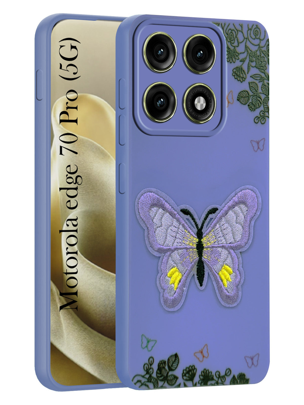 For Motorola Moto Edge 70 Pro Back Cover Case (Soft Butterfly Embroidery | Women Teen Girls | Camera Protection| Matte Silicone)
