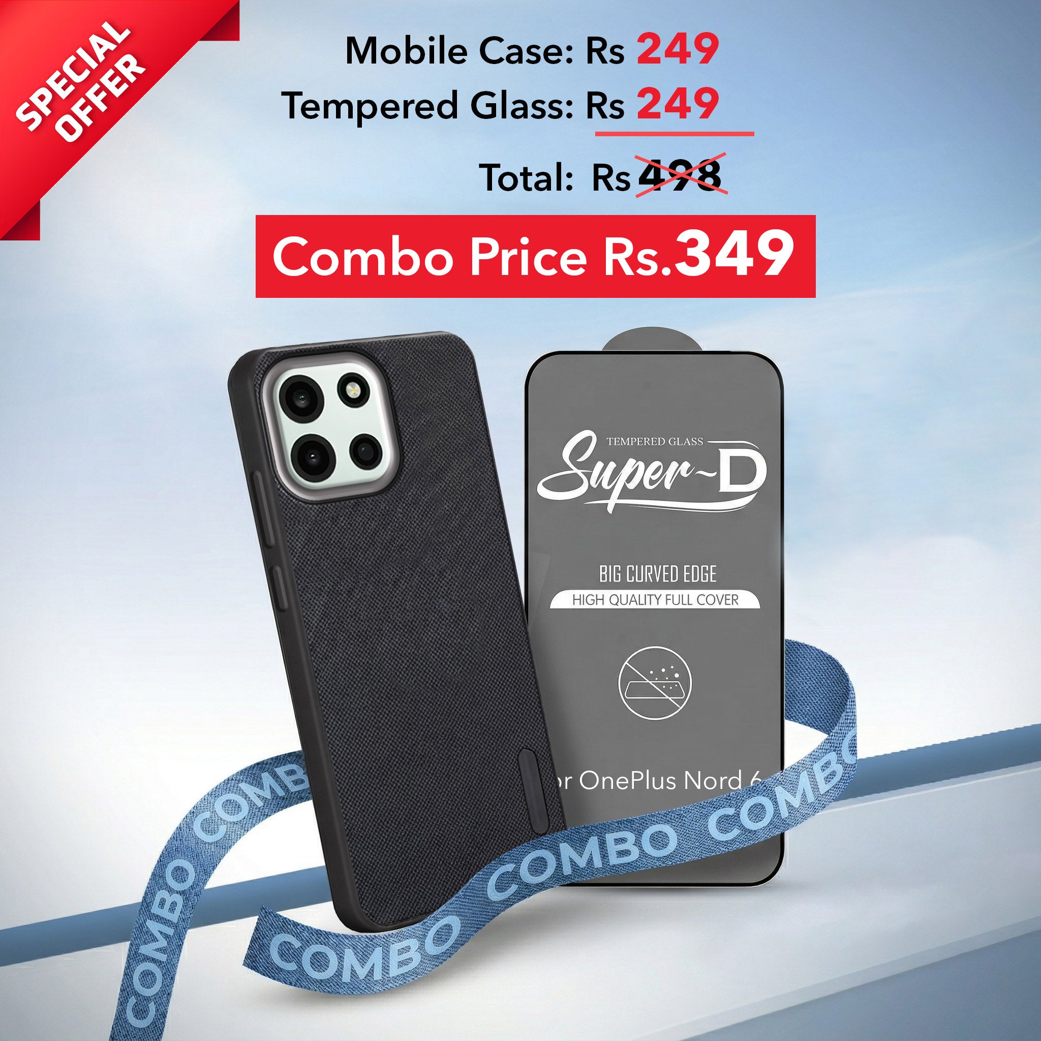 For Oneplus Nord 6 Combo (Textured Grip Design | Micro-Fiber Cloth Inside | Oleophobic Coating Screen Glass)