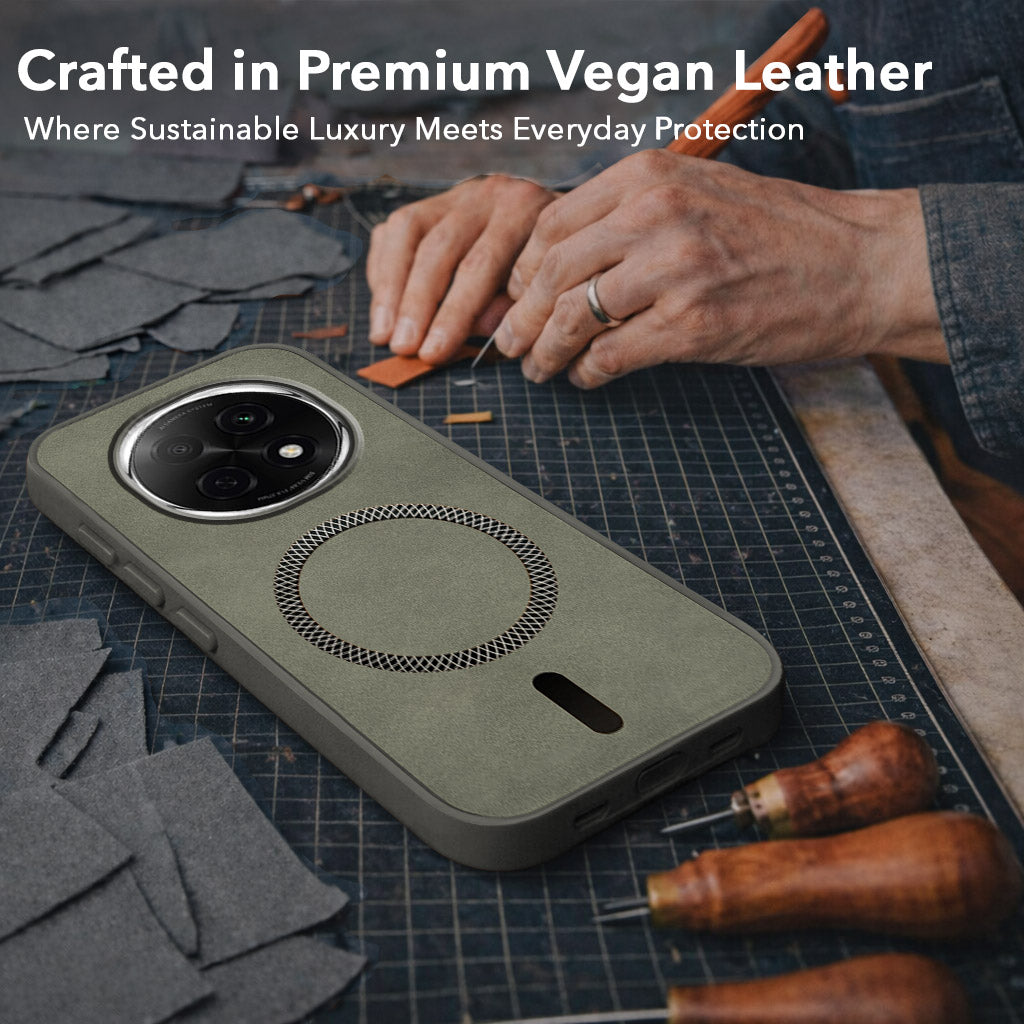 For Oppo F29 Pro Back Cover Case Leather Finish (MagSafe Compatible Wireless Charging | Soft Touch | Camera Bump Protection)