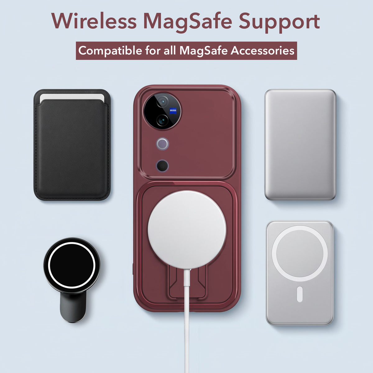 For Vivo V40 | Vivo V40 Pro 5G Back Case Cover Metallic (Hybrid Armor Kickstand | MagSafe Compatible | Camera Protection Shockproof)