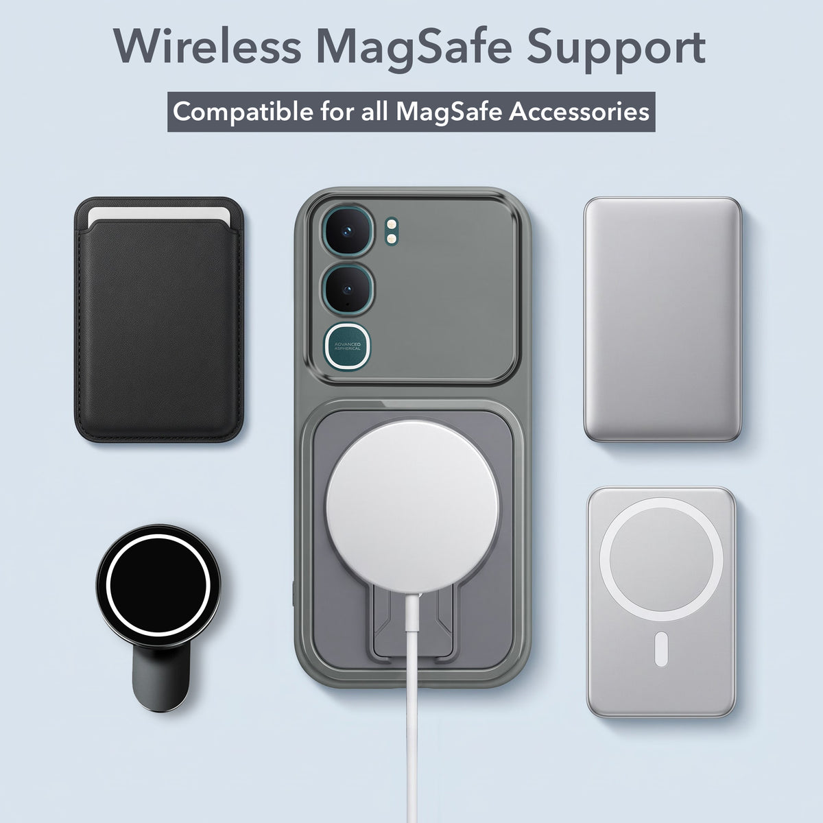 For Vivo Y31 5G Back Case Cover Metallic (Hybrid Armor Kickstand | MagSafe Compatible | Camera Protection Shockproof)