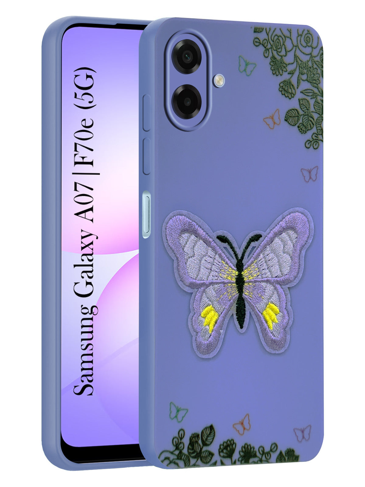 For Samsung Galaxy A07 5G | F70e 5G Back Cover Case (Soft Butterfly Embroidery | Women Teen Girls | Camera Protection| Matte Silicone)