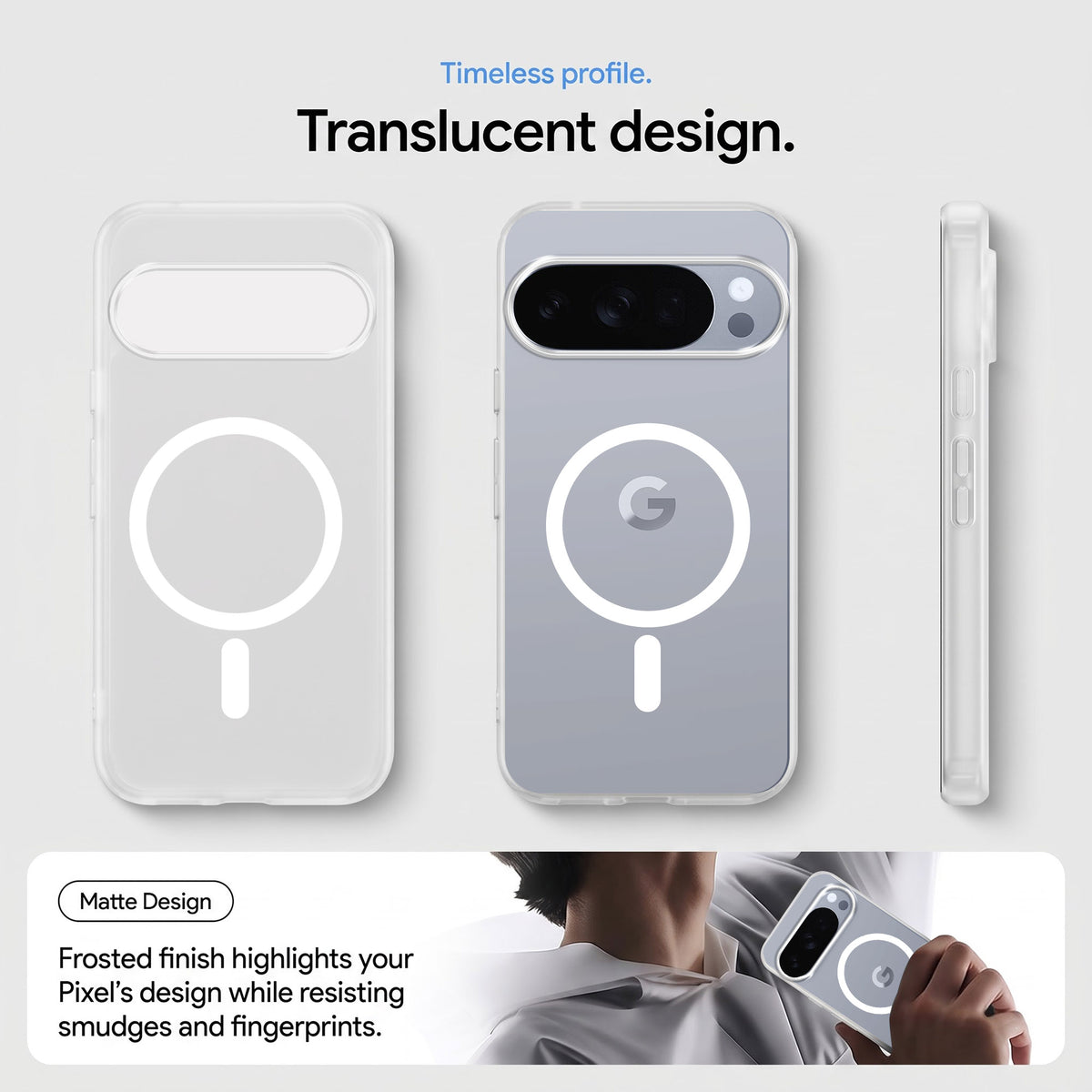 For Google Pixel 10 Pro Matte Finish Back Case Cover (MagSafe Compatible | Translucent Soft Touch | Slim and Unbreakable)