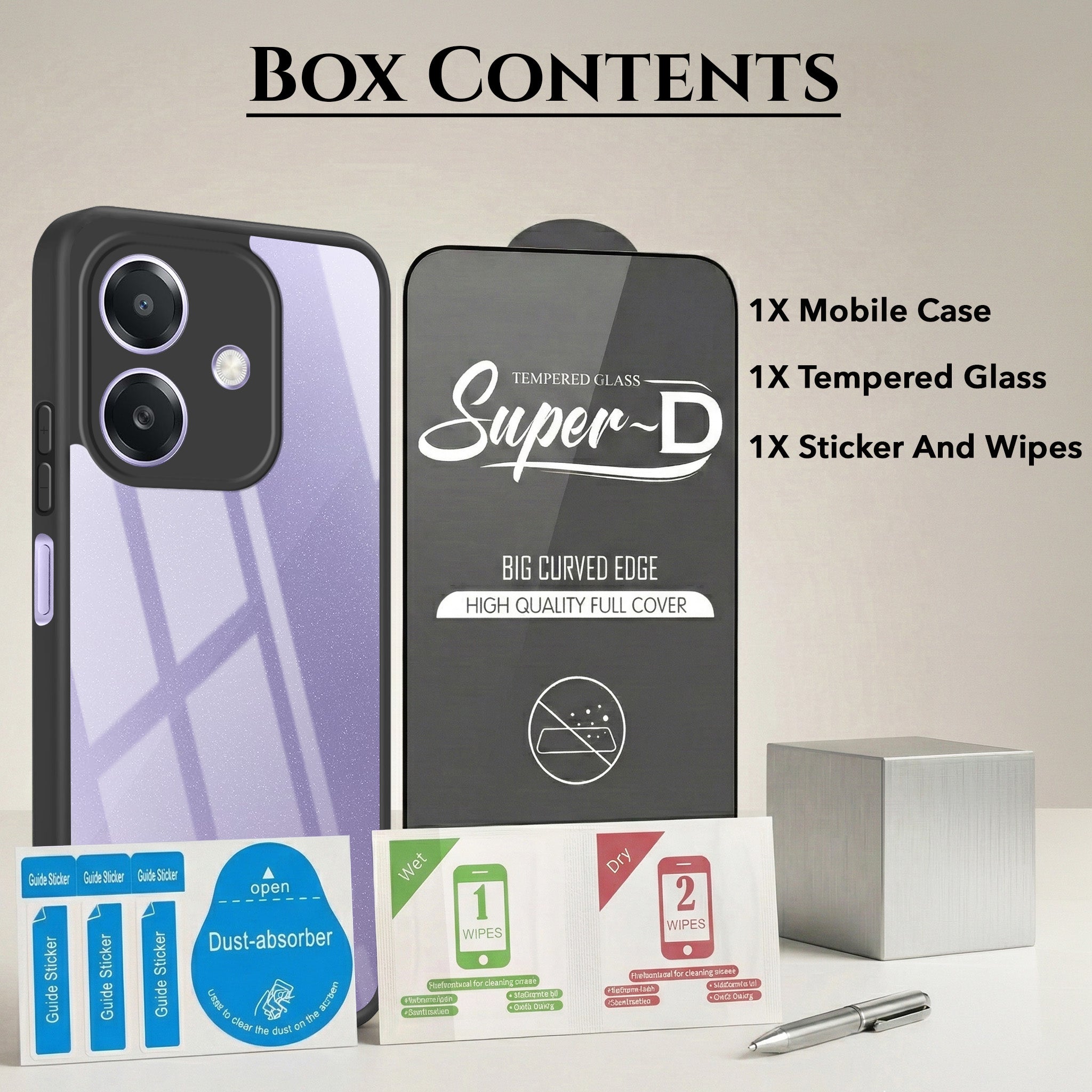 For Oppo A3X (4G/5G) | Oppo A3 5G Combo with Back Cover and 9H Tempered Glass (Lifetime Anti-Yellow | Crystal Clear Shockproof | Oleophobic Coating Screen Glass)