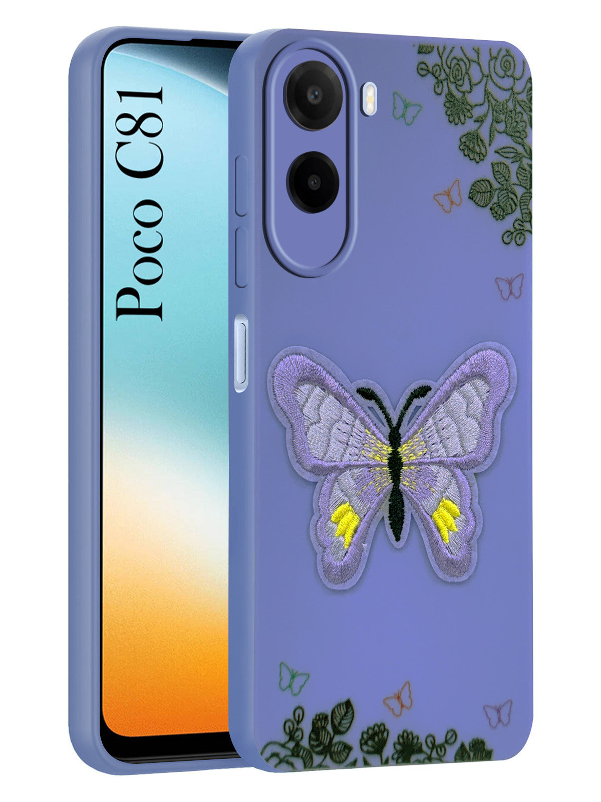 For Poco C81 5G Back Cover Case (Soft Butterfly Embroidery | Women Teen Girls | Camera Protection| Matte Silicone)