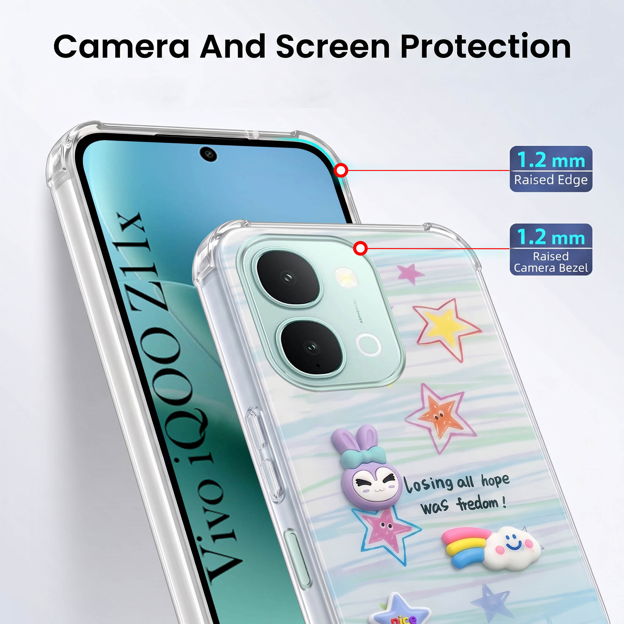For Vivo iQOO Z11x 5G Back Cover Case (3D Cute Cartoons | Hard Back Side Soft | Matte Premium Finish | HD Printing)