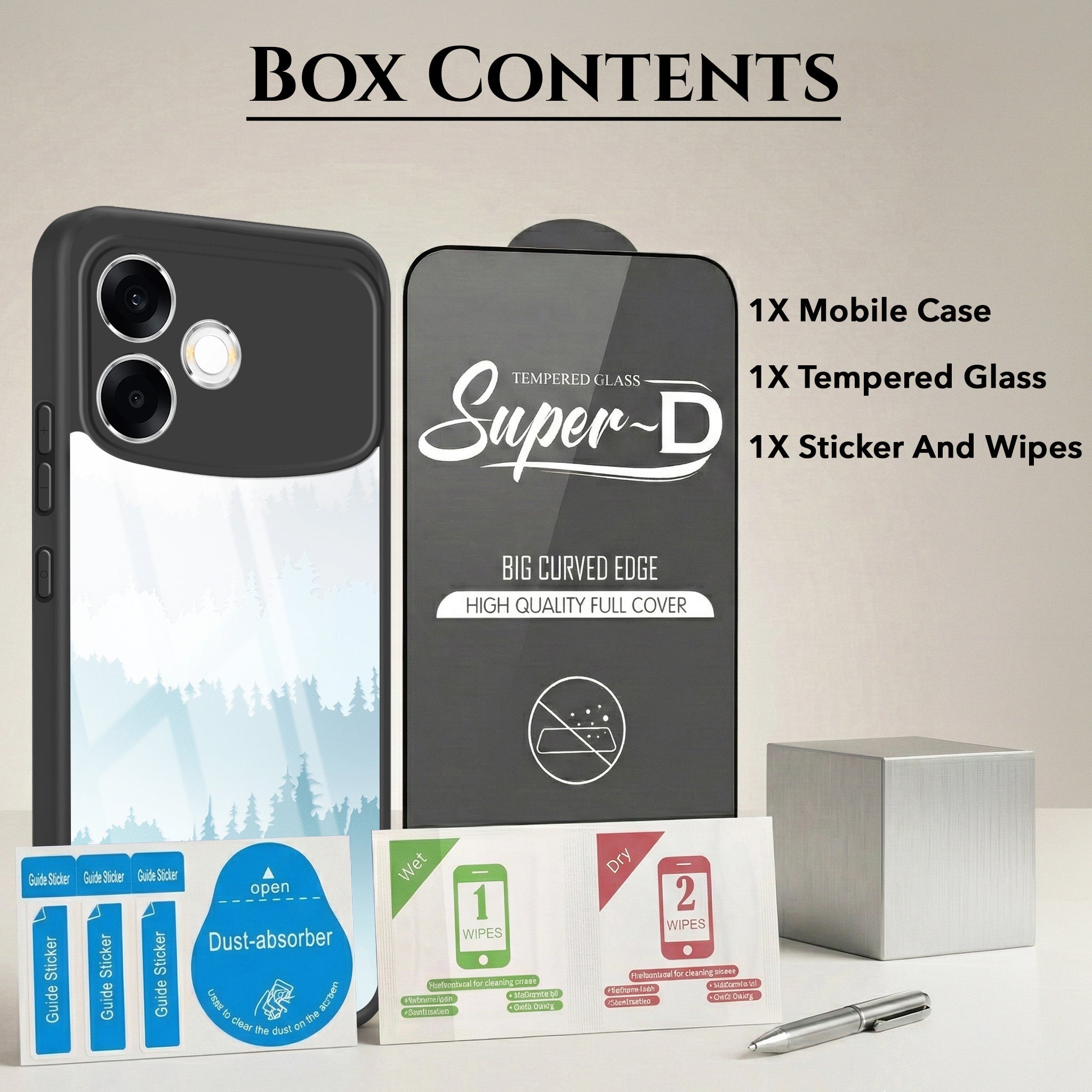 For Oppo F33 Pro 5G Combo with Back Cover and 9H Tempered Glass (Lifetime Anti-Yellow | Crystal Clear Shockproof | Oleophobic Coating Screen Glass)