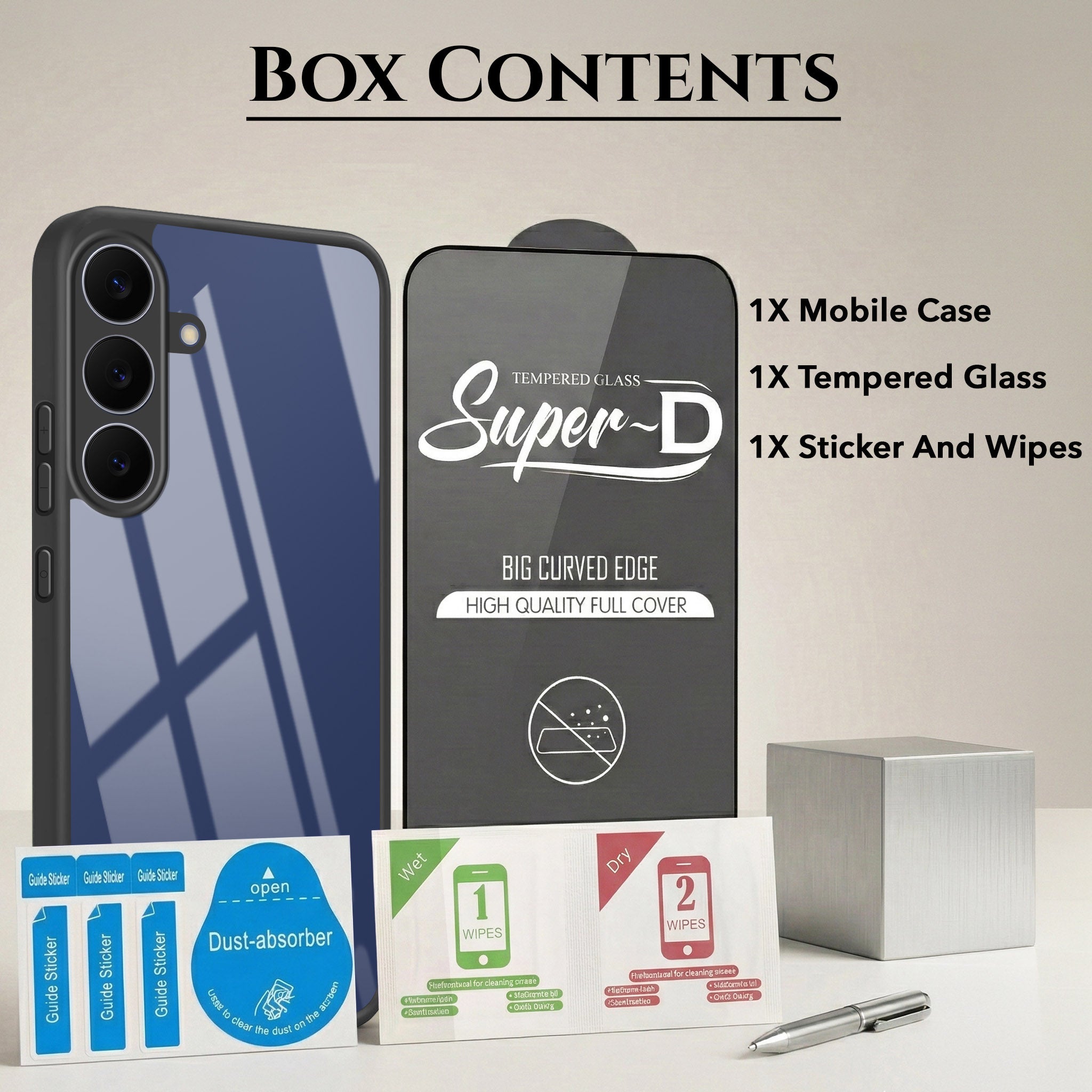 For Samsung Galaxy S25 FE Combo with Back Cover and 9H Tempered Glass (Lifetime Anti-Yellow | Crystal Clear Shockproof | Oleophobic Coating Screen Glass)