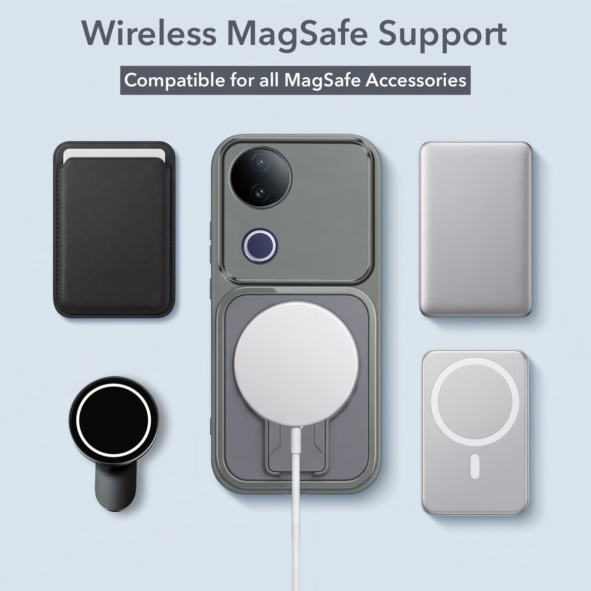 For Vivo T4R Back Case Cover Metallic (Hybrid Armor Kickstand | MagSafe Compatible | Camera Protection Shockproof)