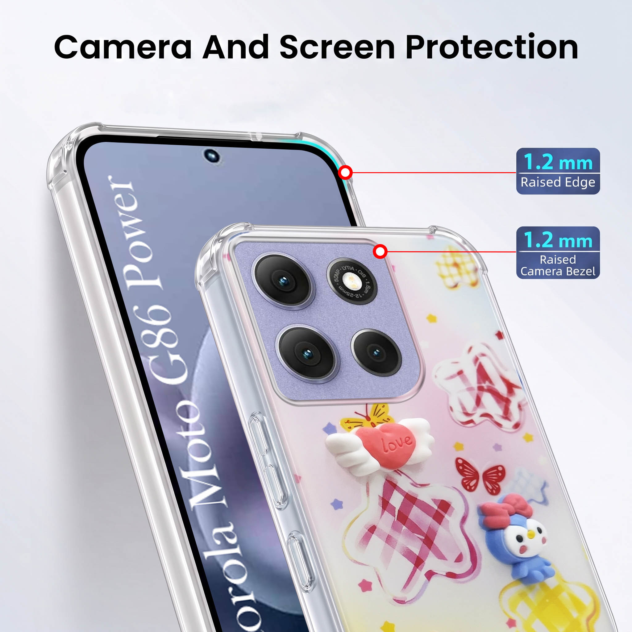 For Motorola Moto G86 Power Back Cover Case (3D Cute Cartoons | Hard Back Side Soft | Matte Premium Finish | HD Printing)