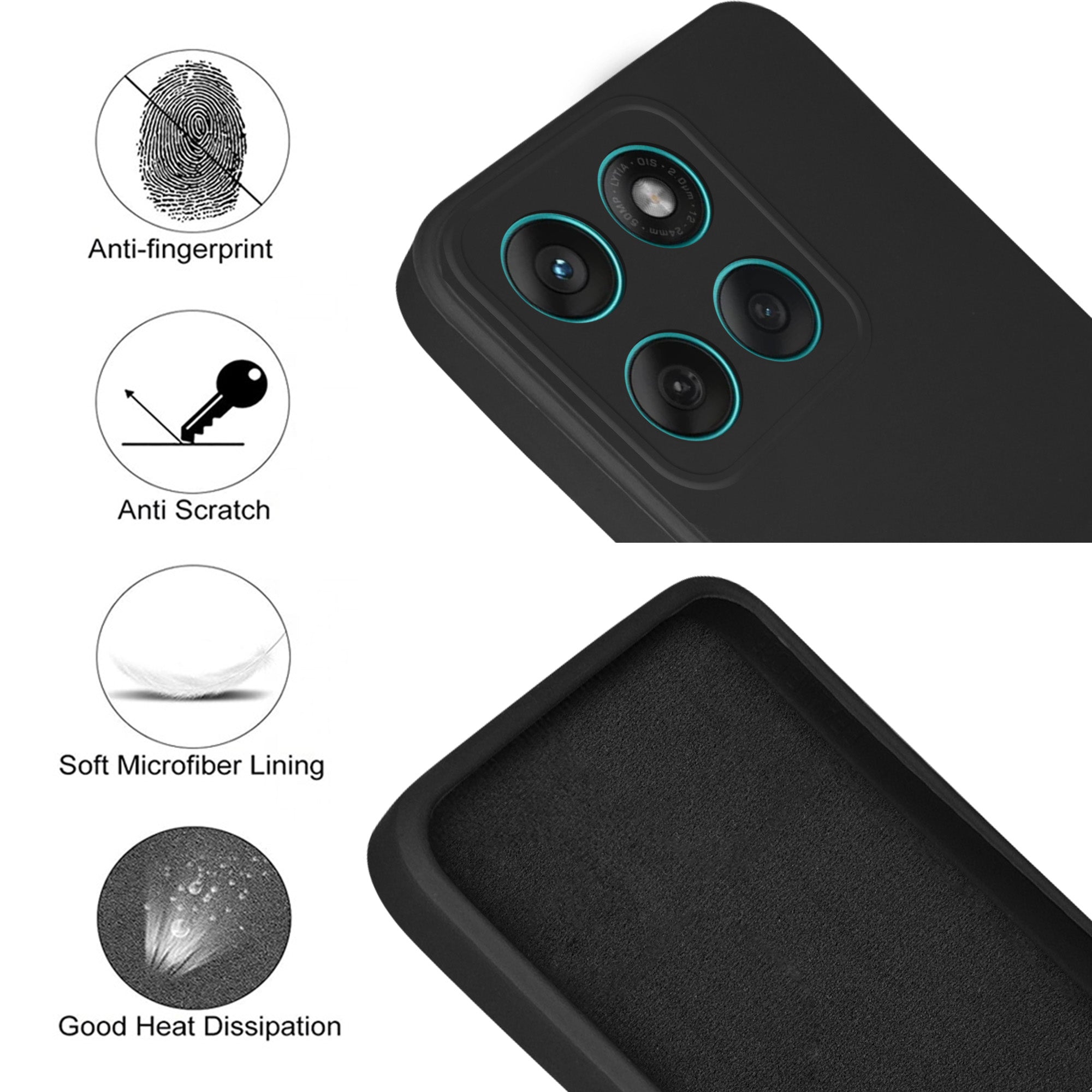 For Motorola Moto Edge 60 Fusion Back Cover Case (Matte Finish Silicone with Inside Fiber cloth)