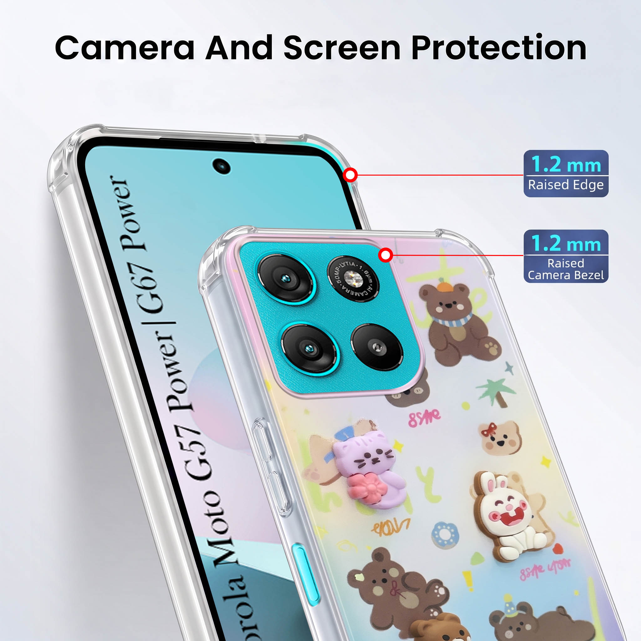 For Motorola Moto G67 Power | G57 Power Back Cover Case (3D Cute Cartoons | Hard Back Side Soft | Matte Premium Finish | HD Printing)