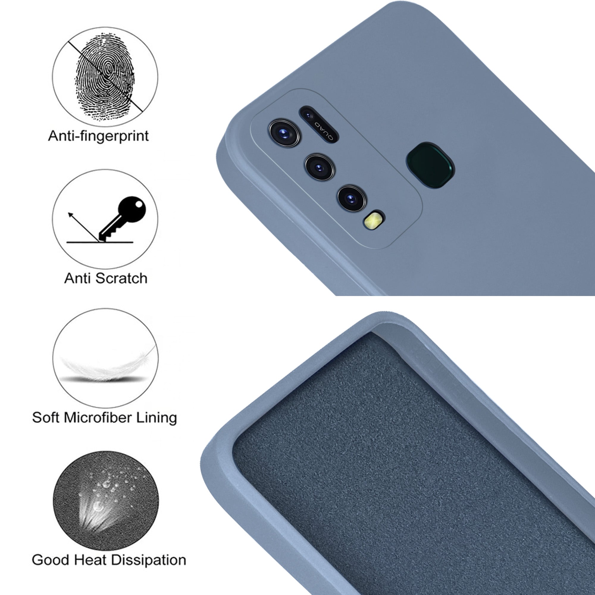 For Vivo Y30 Back Cover Case ( Matte Finish Silicone with Inside Fiber cloth)