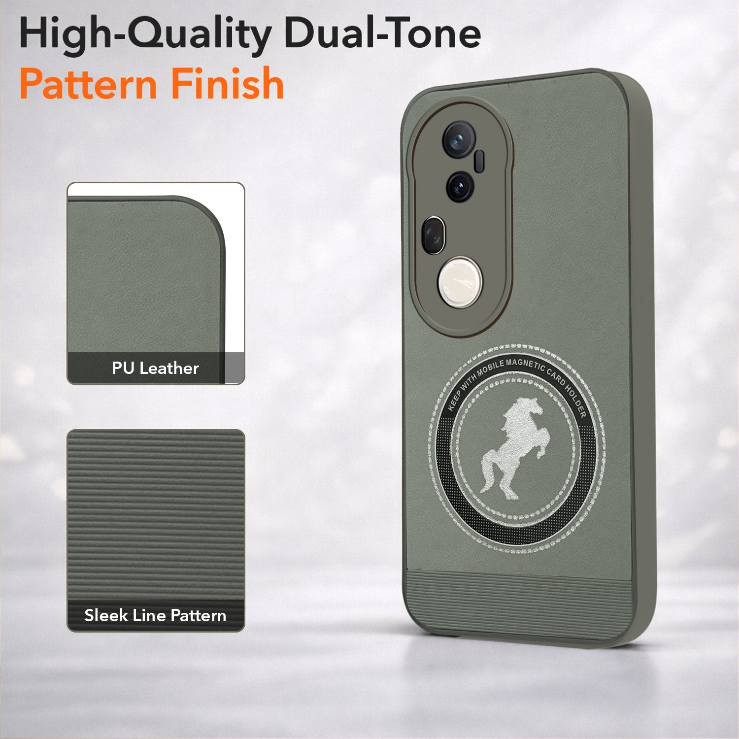 For Vivo T4 Ultra Back Cover Case PU Leather Finish (Professional Minimalist Texture | MagSafe Compatile | Camera Protection | Sleek Sober Formal)