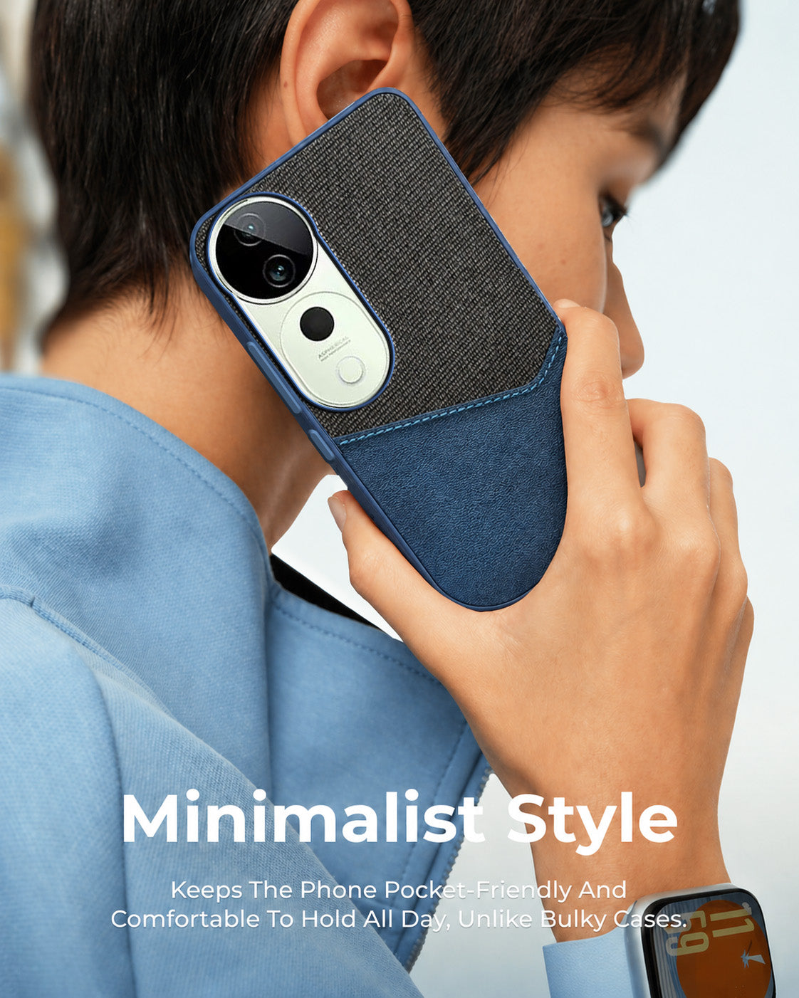 For Vivo T3 Ultra Back Cover Case (Dual PU Leather Stitch | Professional Minimalist | Soft and Flexible)