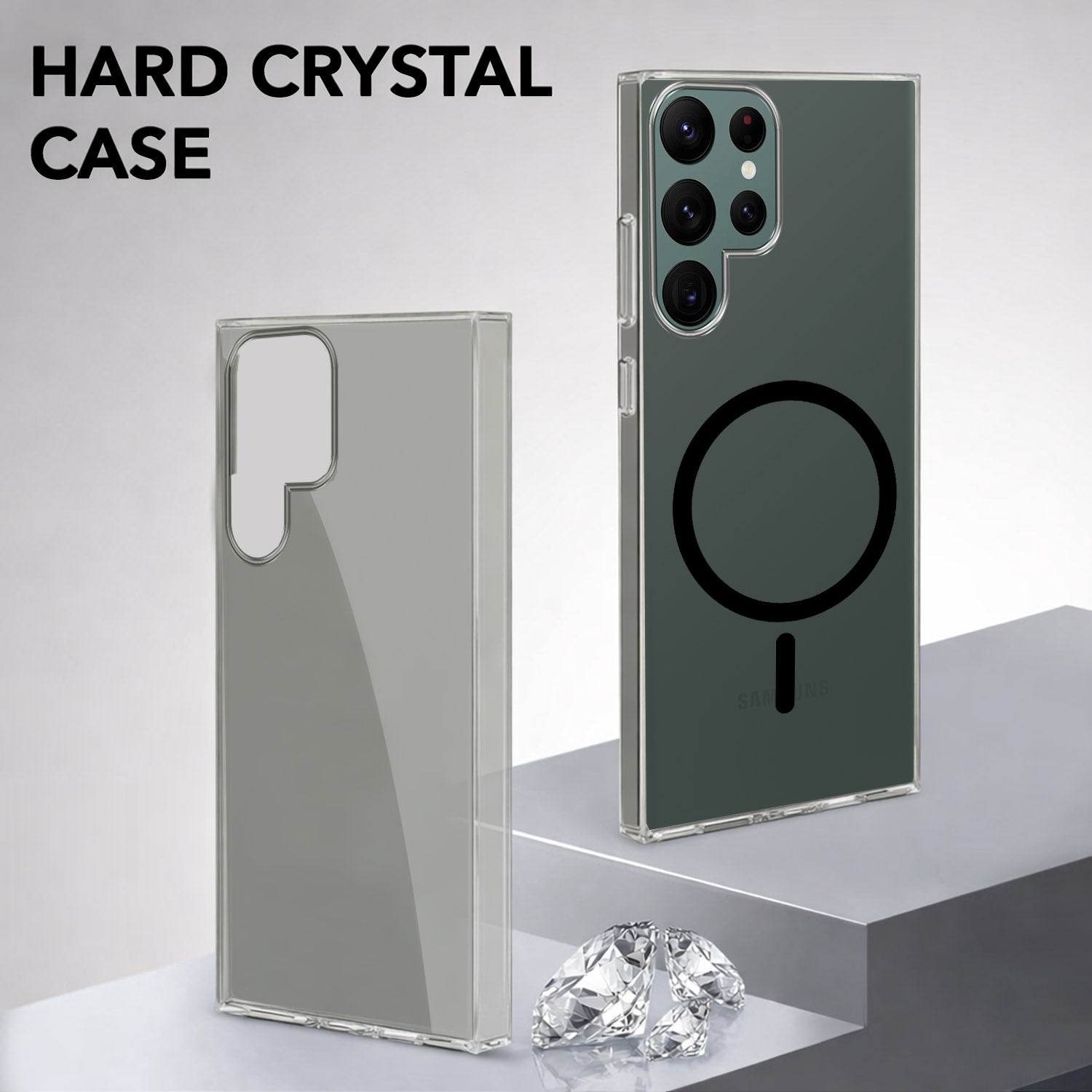 For Samsung Galaxy S22 Ultra 5G Back Cover Case Lifetime Anti-Yellow MagSafe Compatible Clear (Sleek Hard Crystal | Shockproof and Camera Protection)