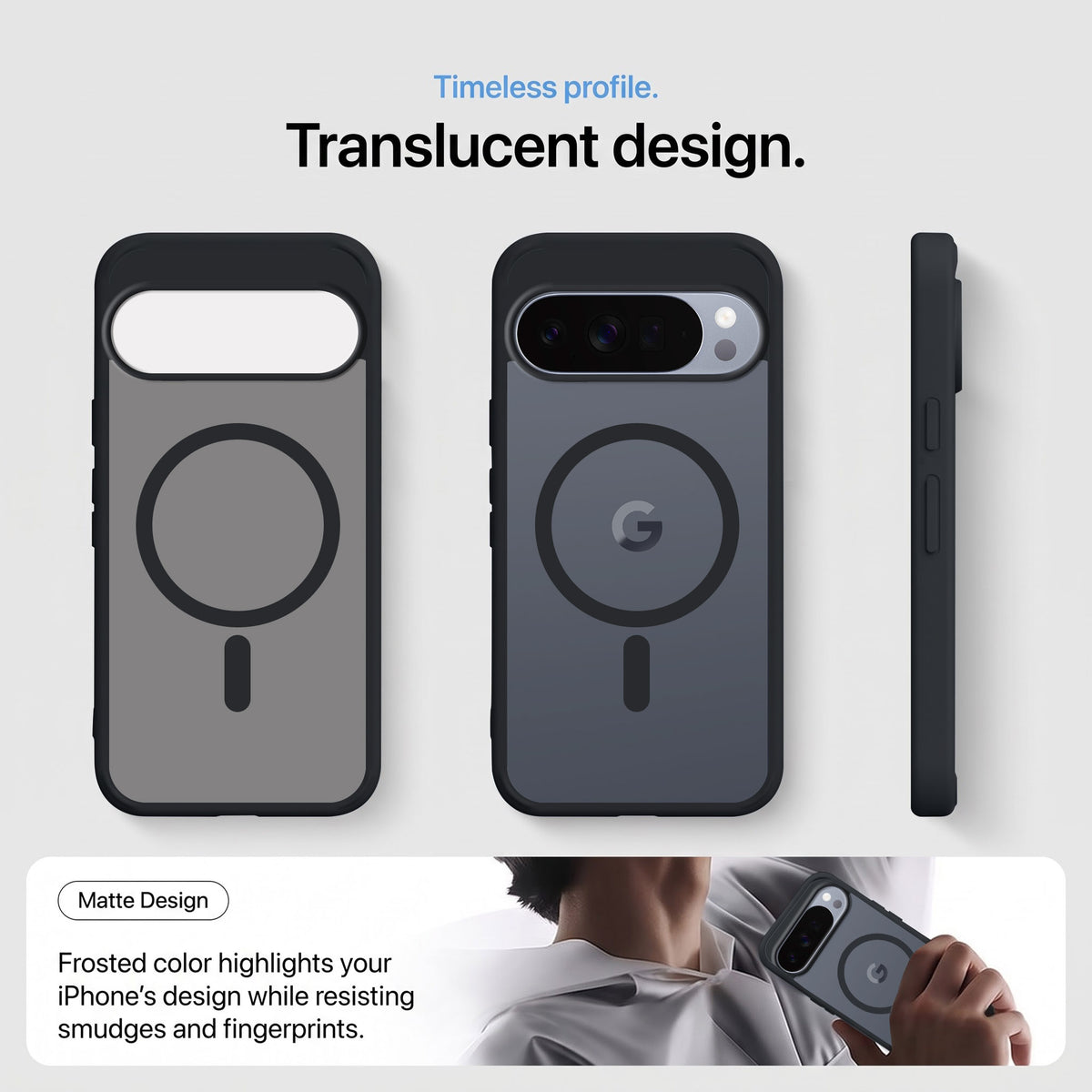 For Google Pixel 10 Pro XL Matte Finish Back Case Cover (MagSafe Compatible | Translucent Soft Touch | Slim and Unbreakable)